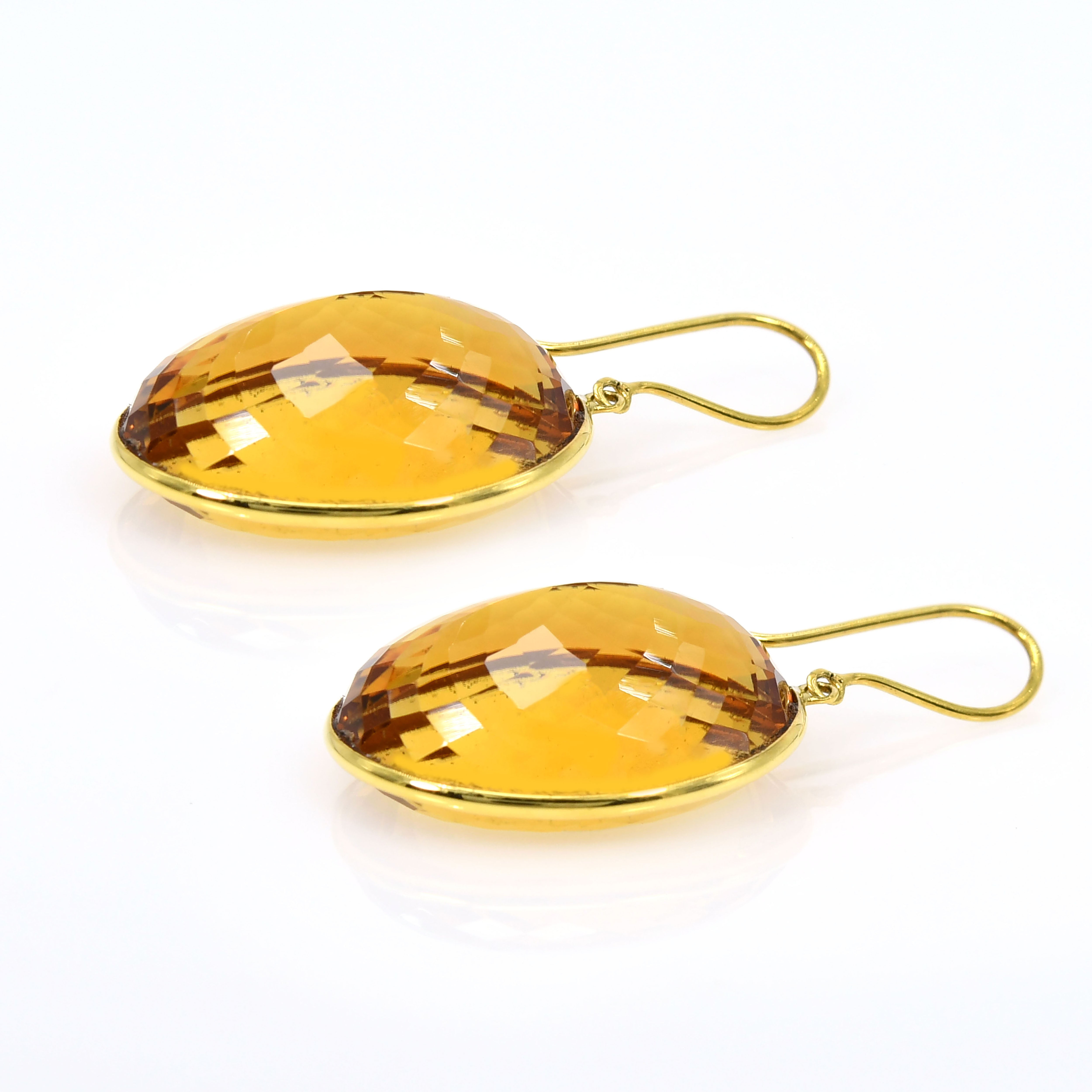 14k Gold Citrine Topaz Statement Earrings