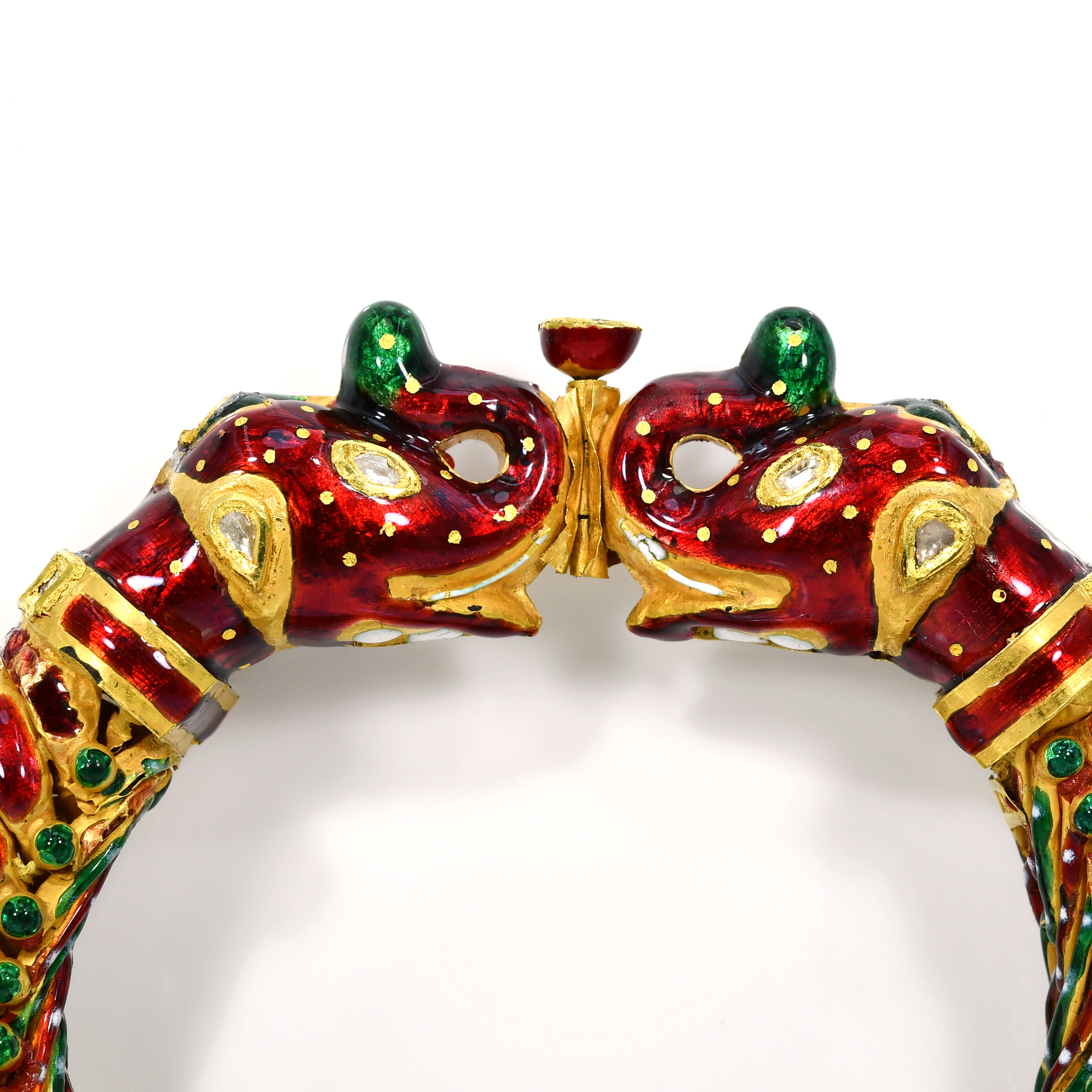 Red Green Gold Enamel Crocodile Bracelet