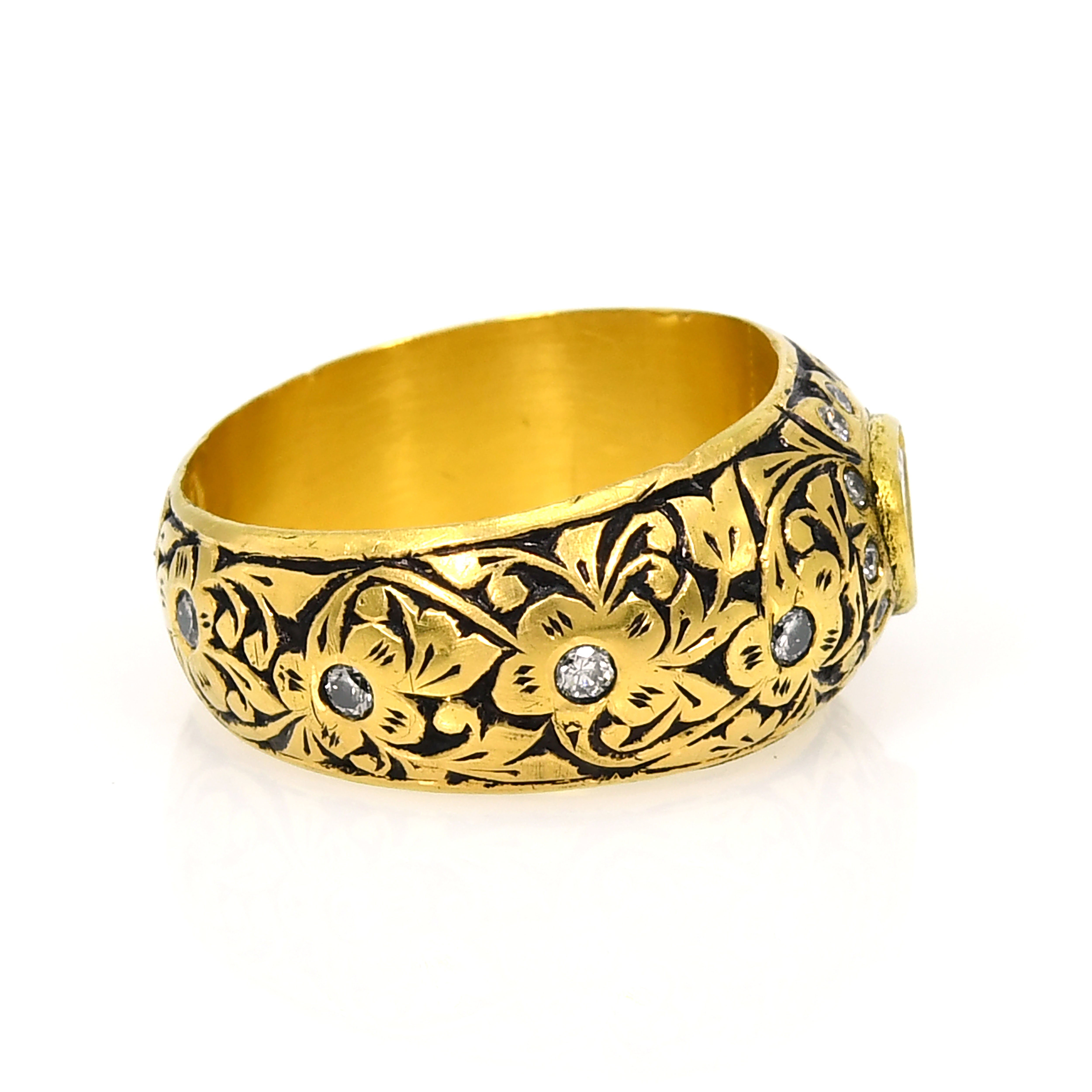 18k Yellow Gold Polki Diamond Statement Ring