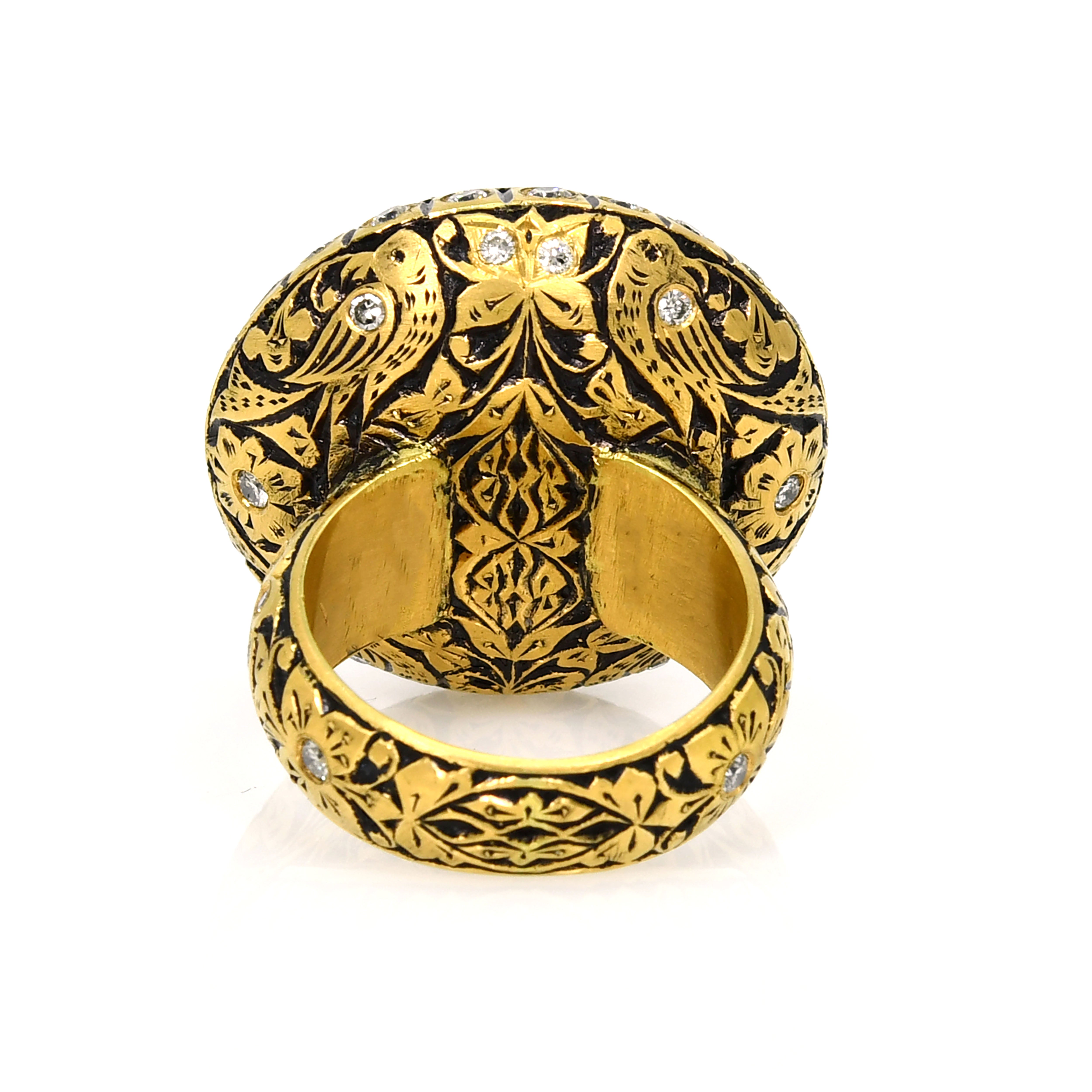 18k Yellow Gold Sculptural Round Ring (Decadence)