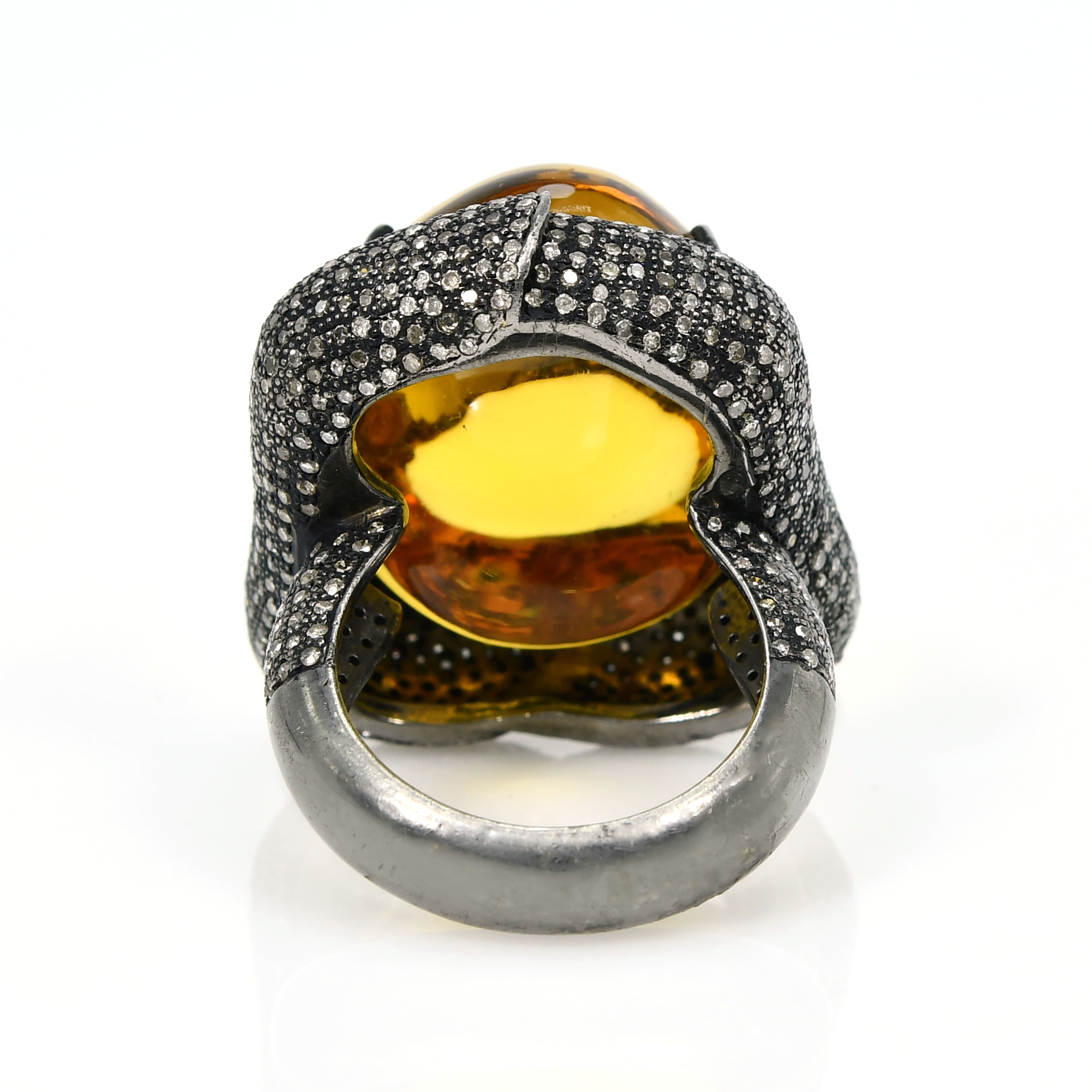 Yellow Gold & Silver Oval & Diamond Round Ring