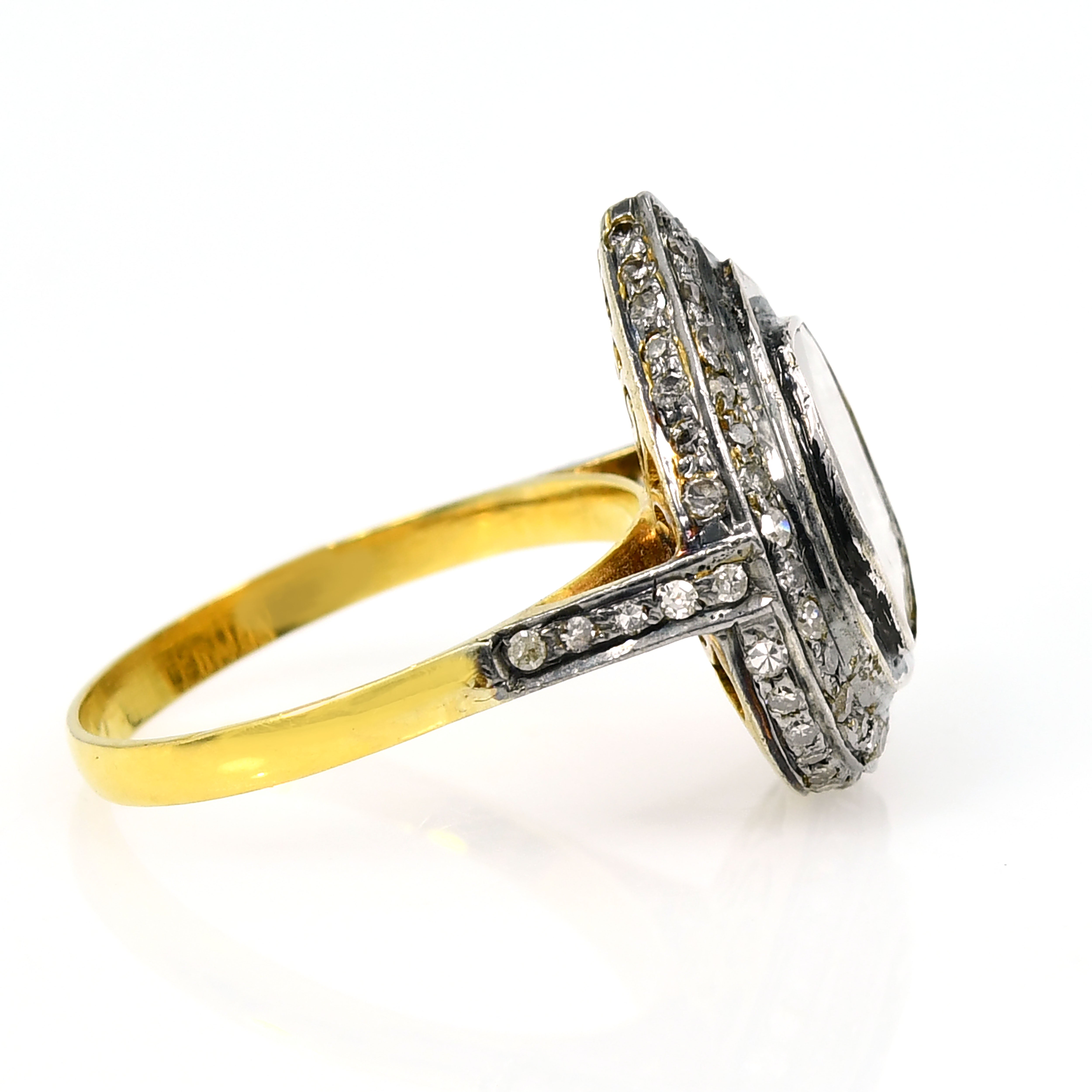 Pear Shape Natural Diamond Women's Gold Round Ring