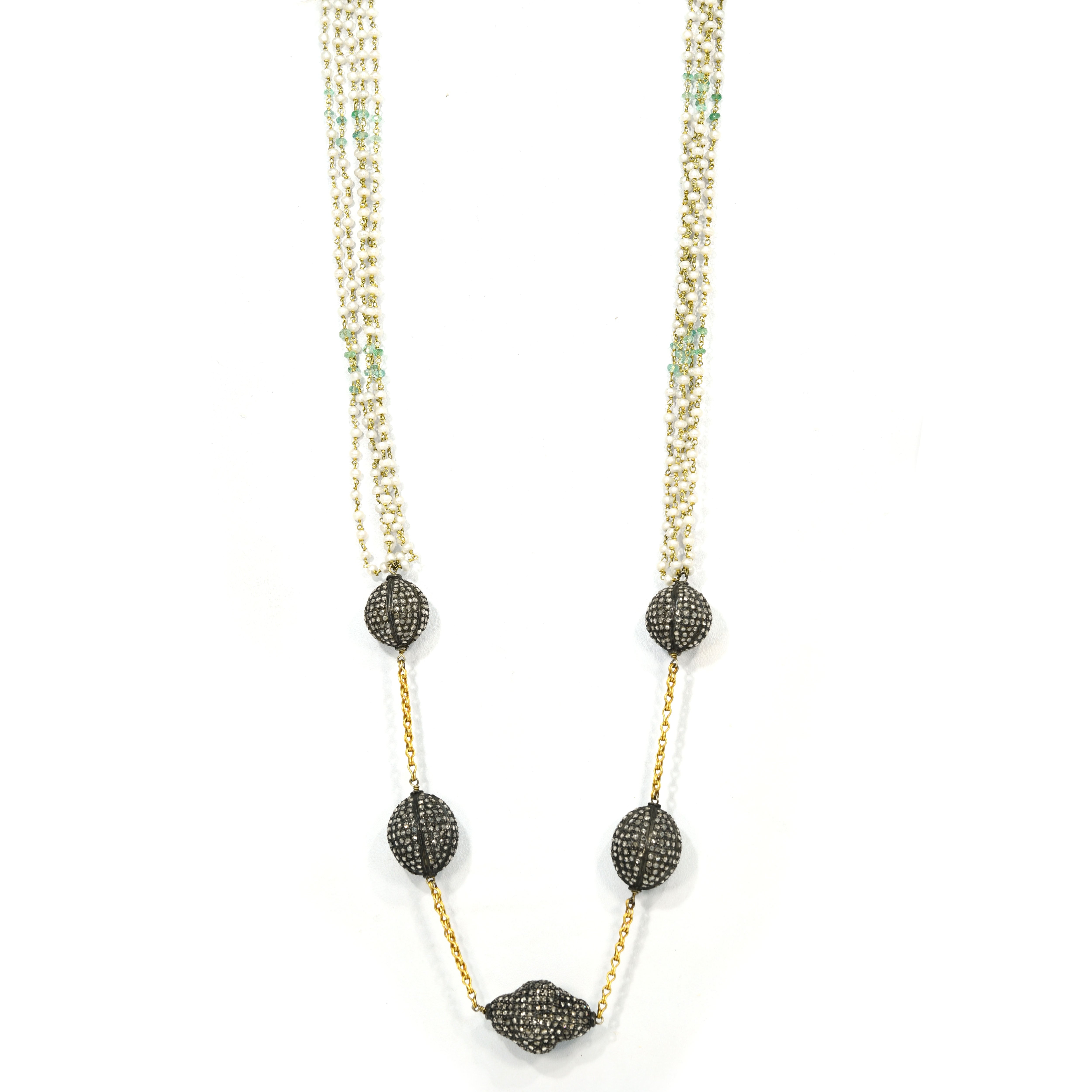 Yellow Gold Victorian Pearl & Diamond Necklace
