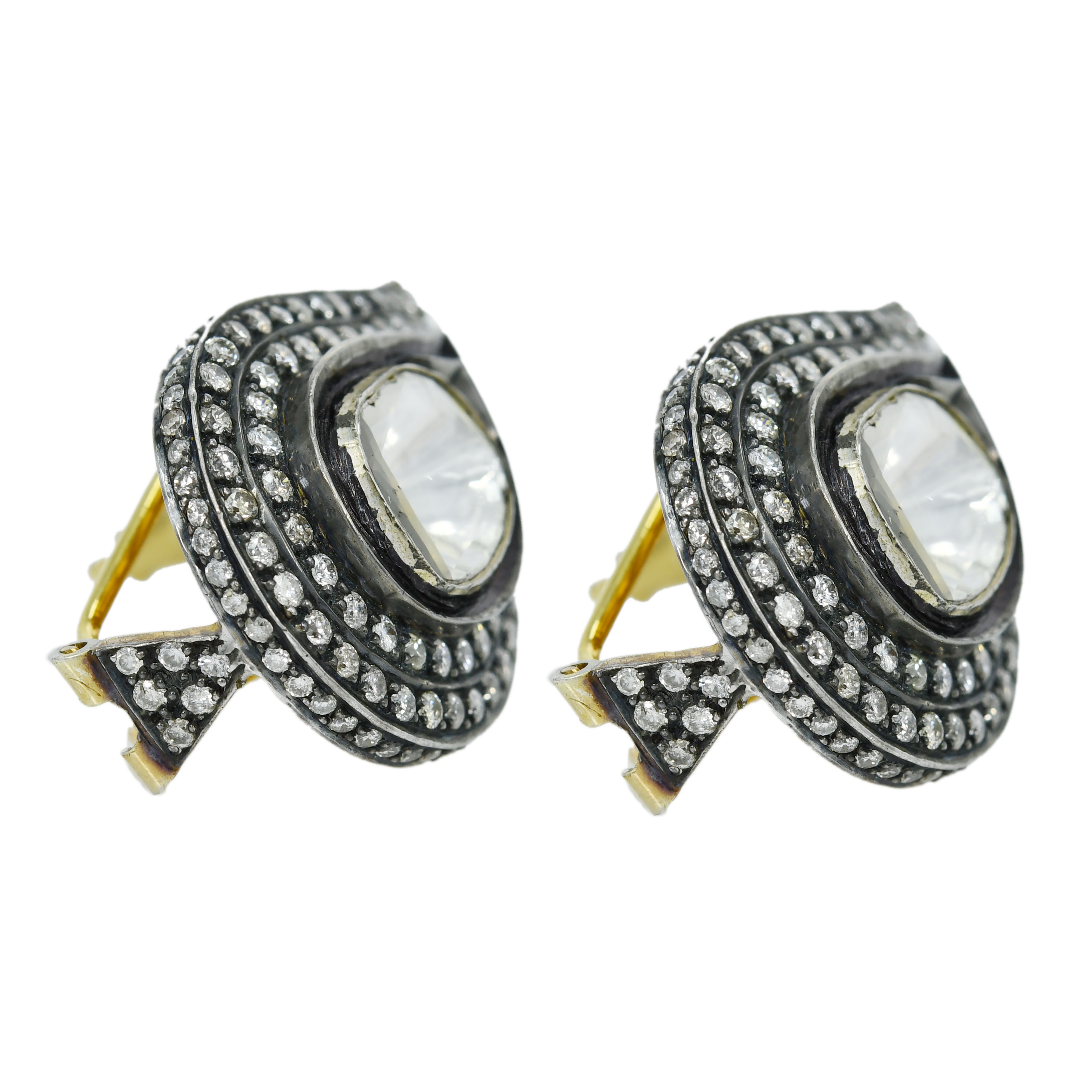 18k White Gold Round Diamond Earrings