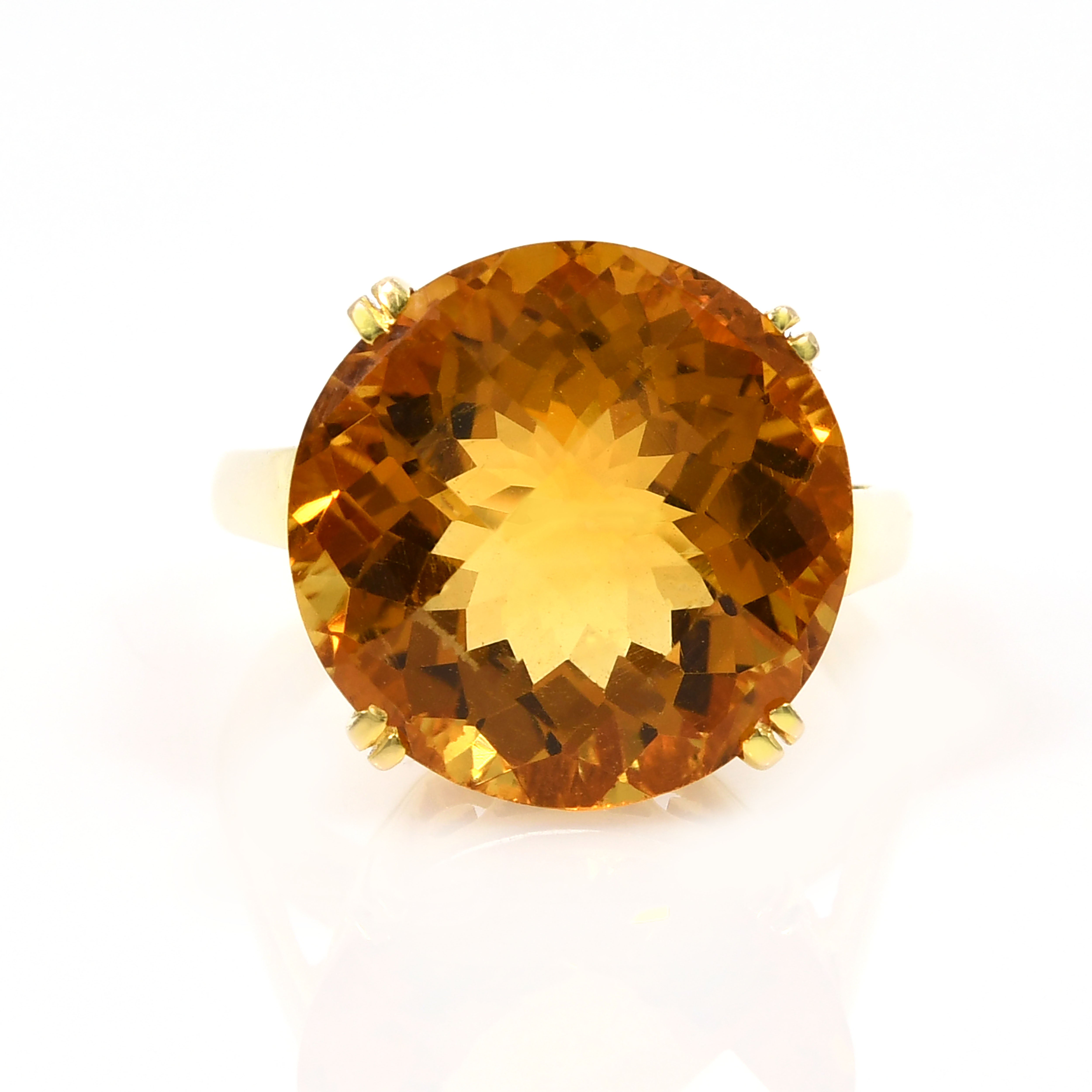 18k Yellow Gold Citrine Topaz Round Cocktail Ring