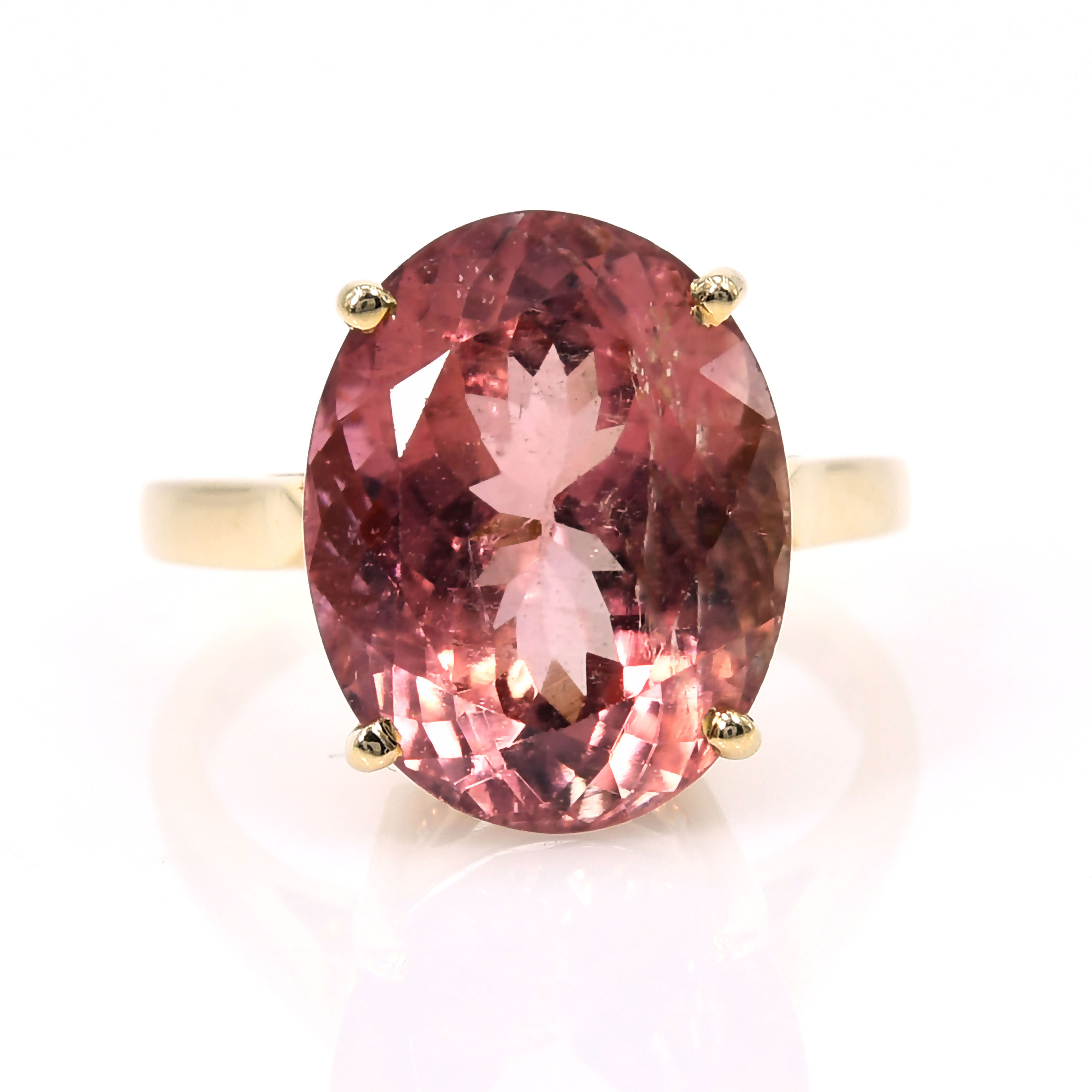 14k Yellow Gold Pink Tourmaline Cocktail Ring