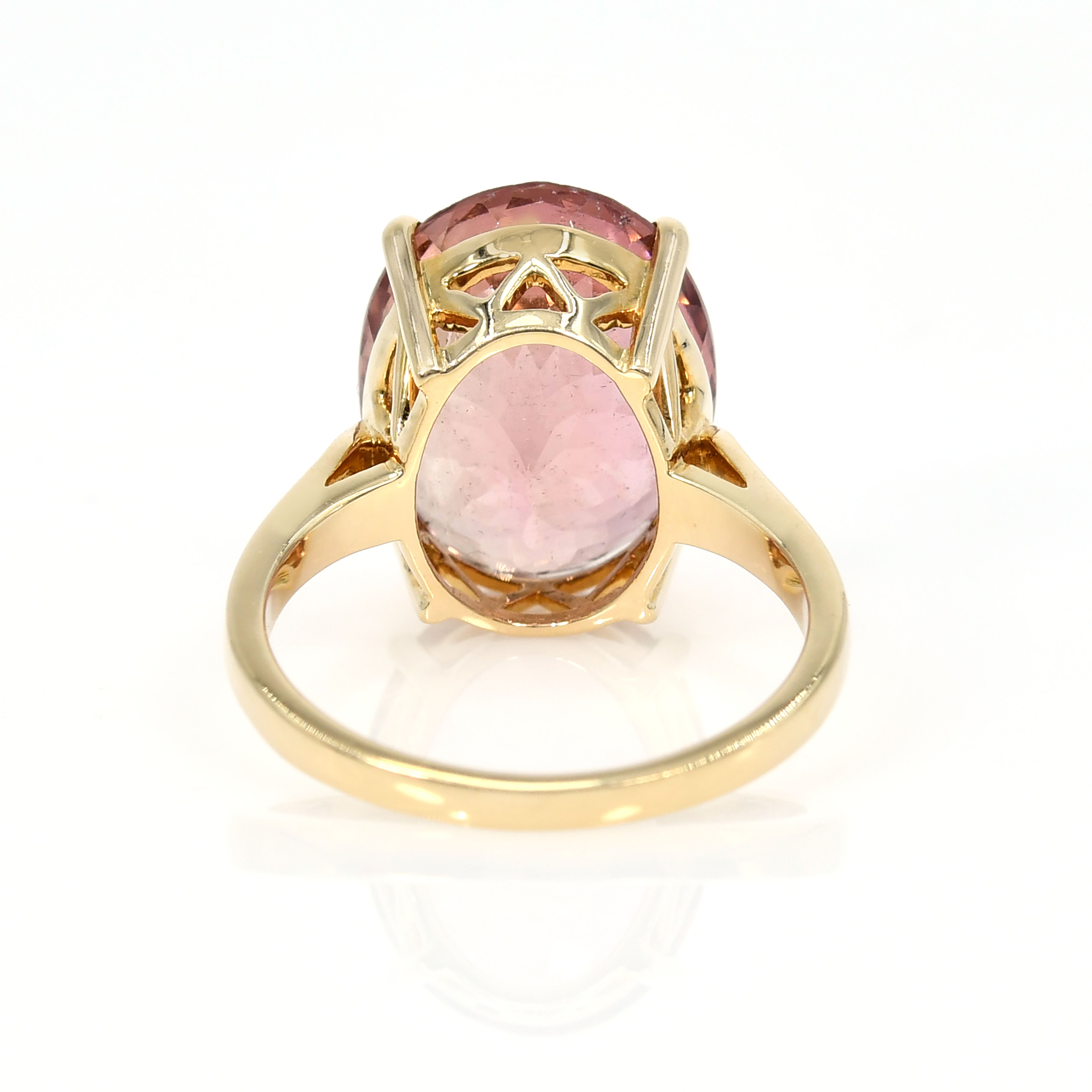 14k Yellow Gold Pink Tourmaline Cocktail Ring