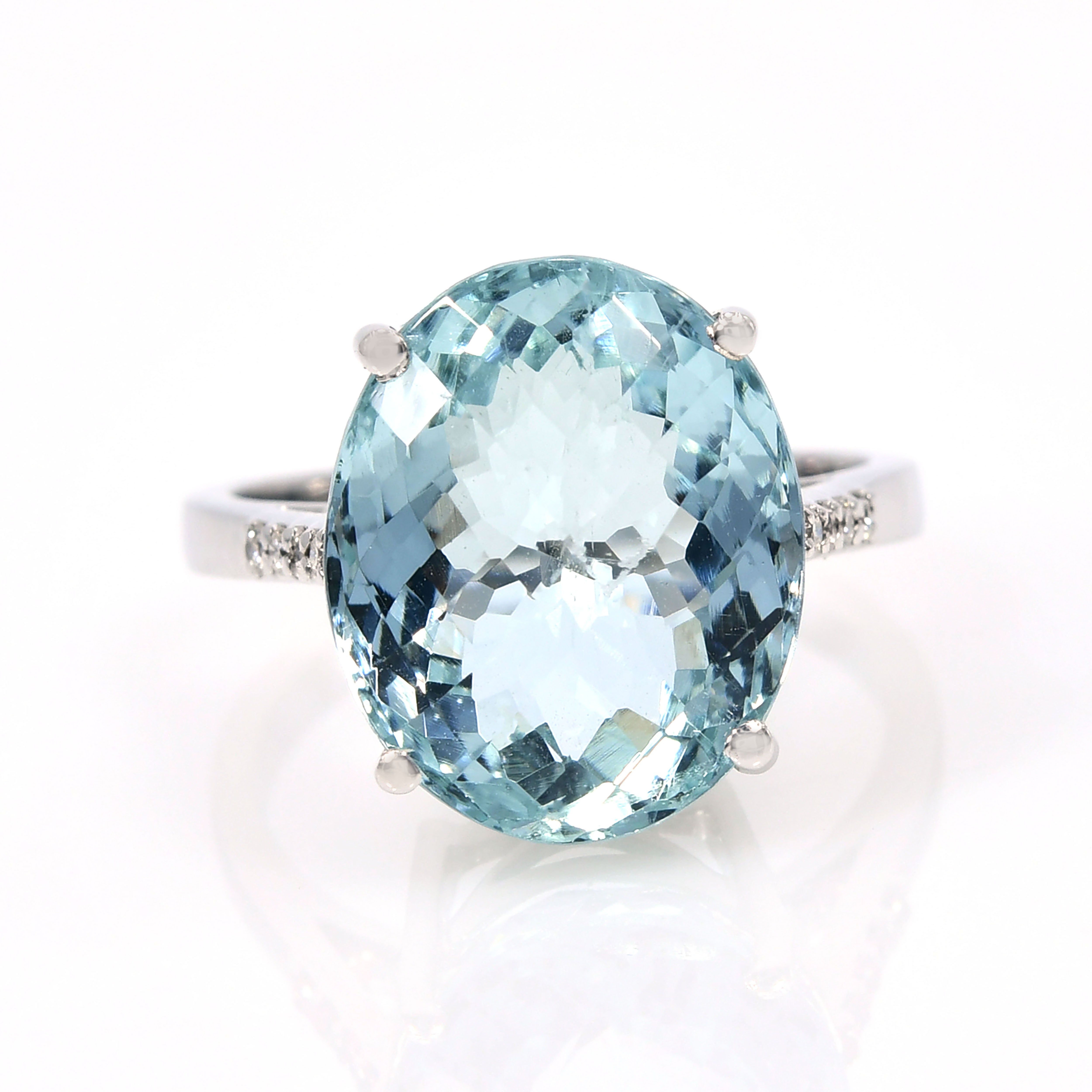 14k White Gold Aquamarine Prong Setting Ring