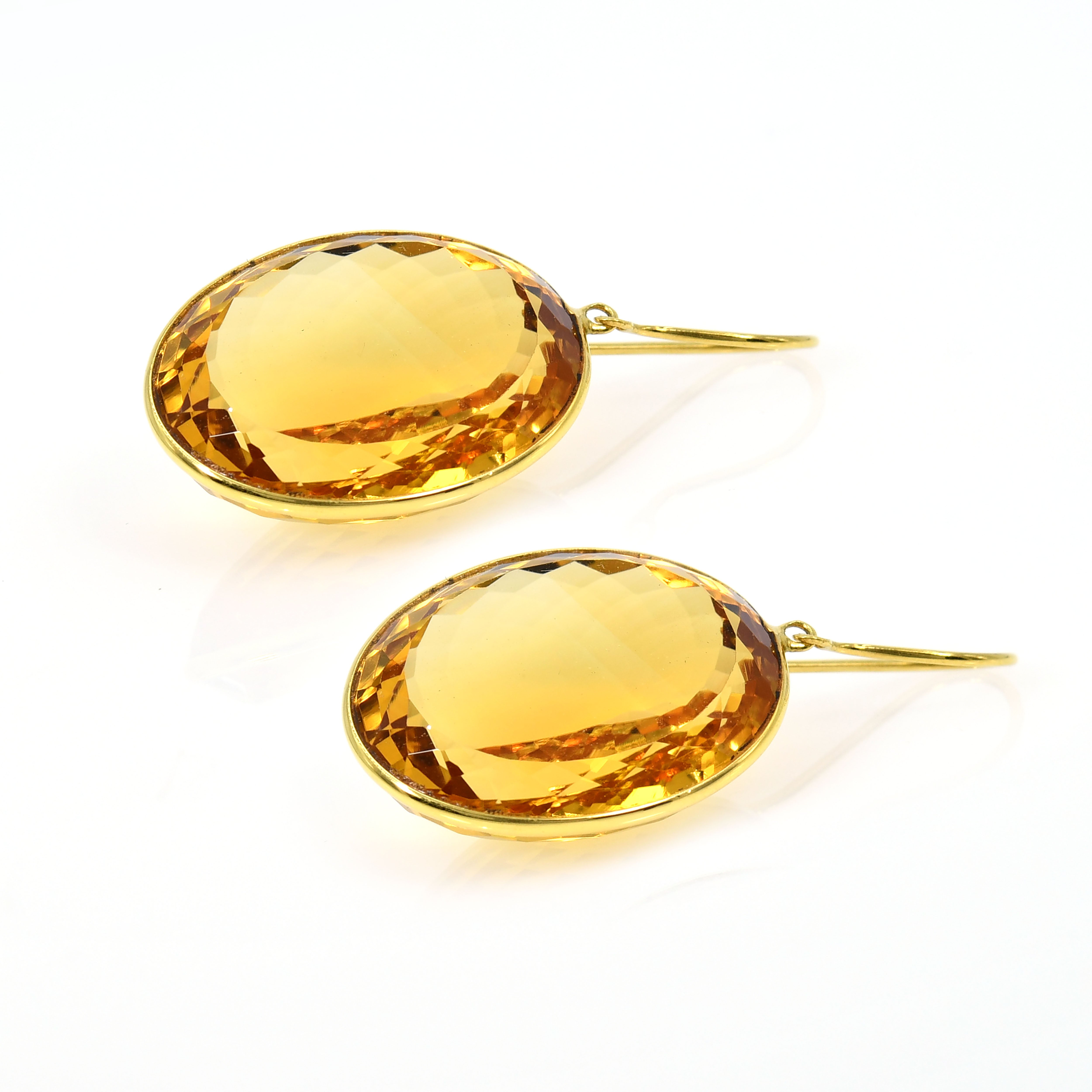14k Gold Citrine Topaz Statement Earrings