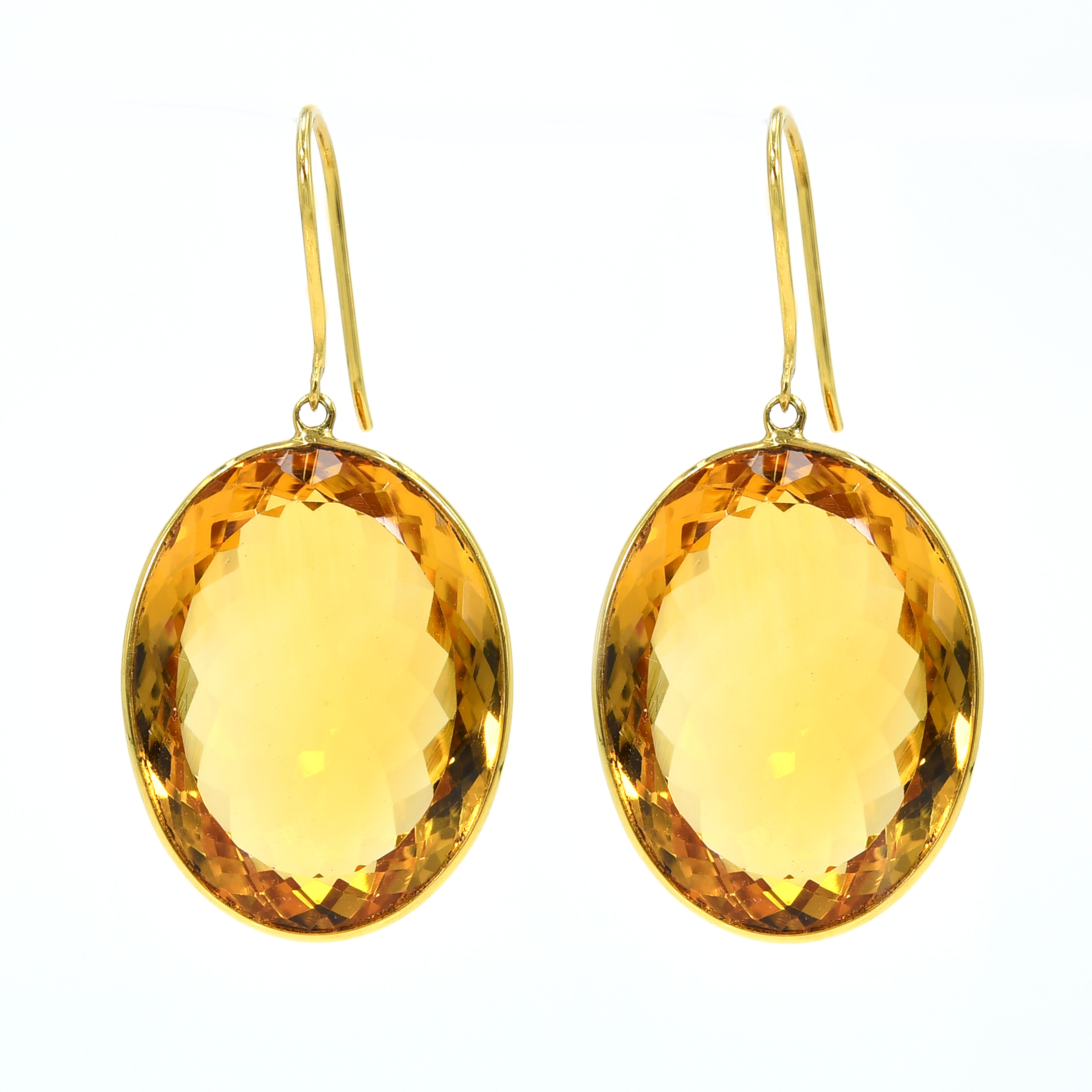 14k Gold Citrine Topaz Statement Earrings