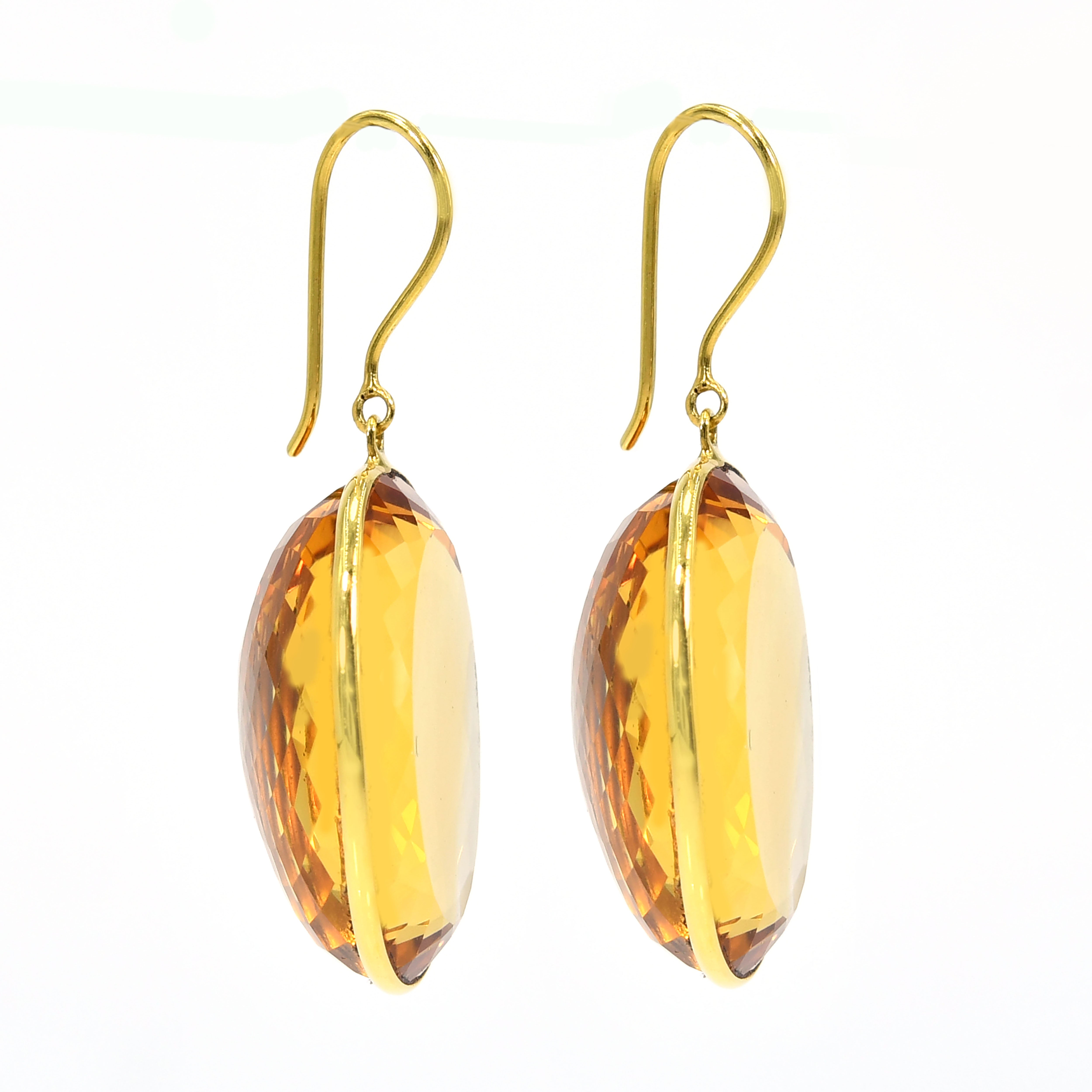 14k Gold Citrine Topaz Statement Earrings