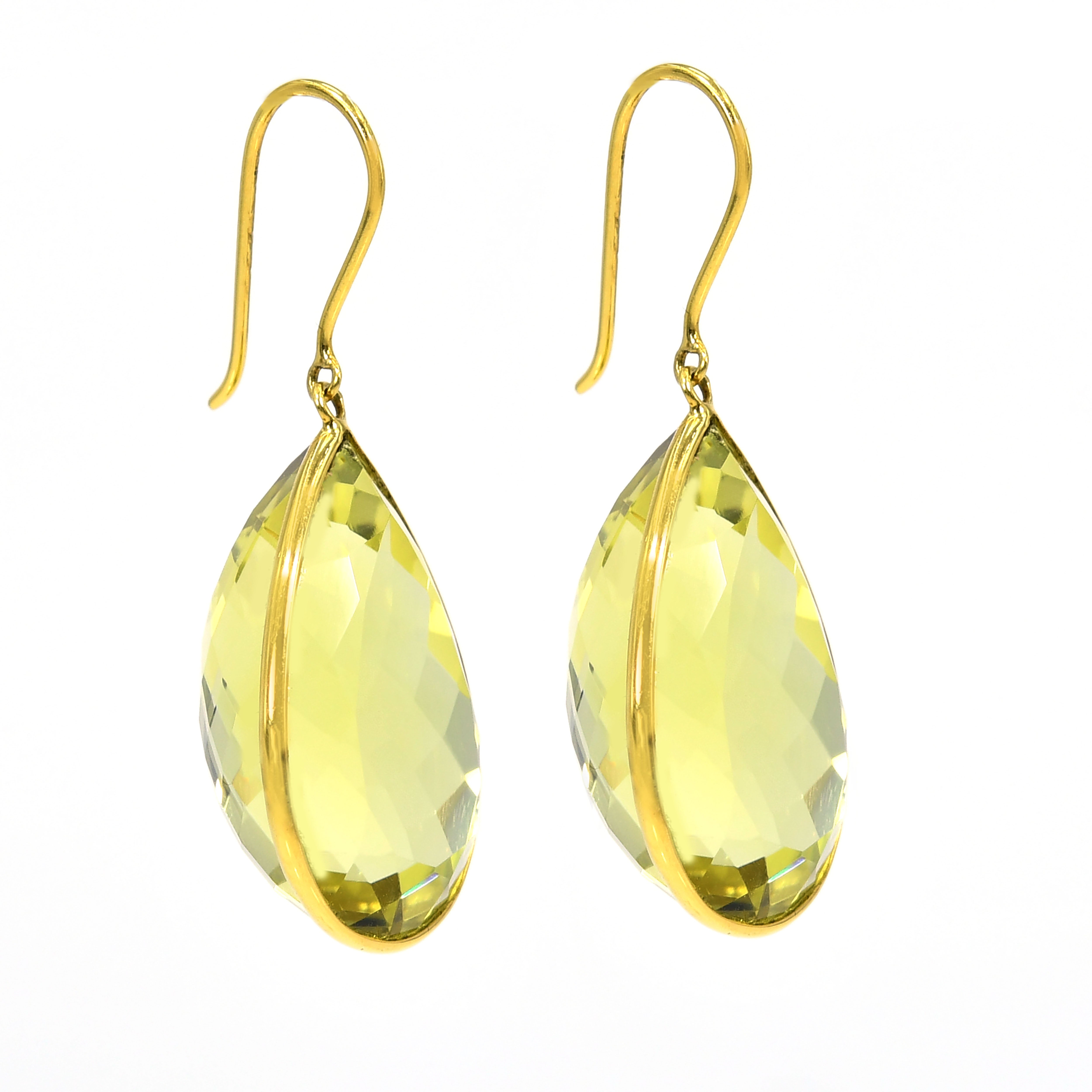 18k Gold Lemon Topaz Statement Earrings