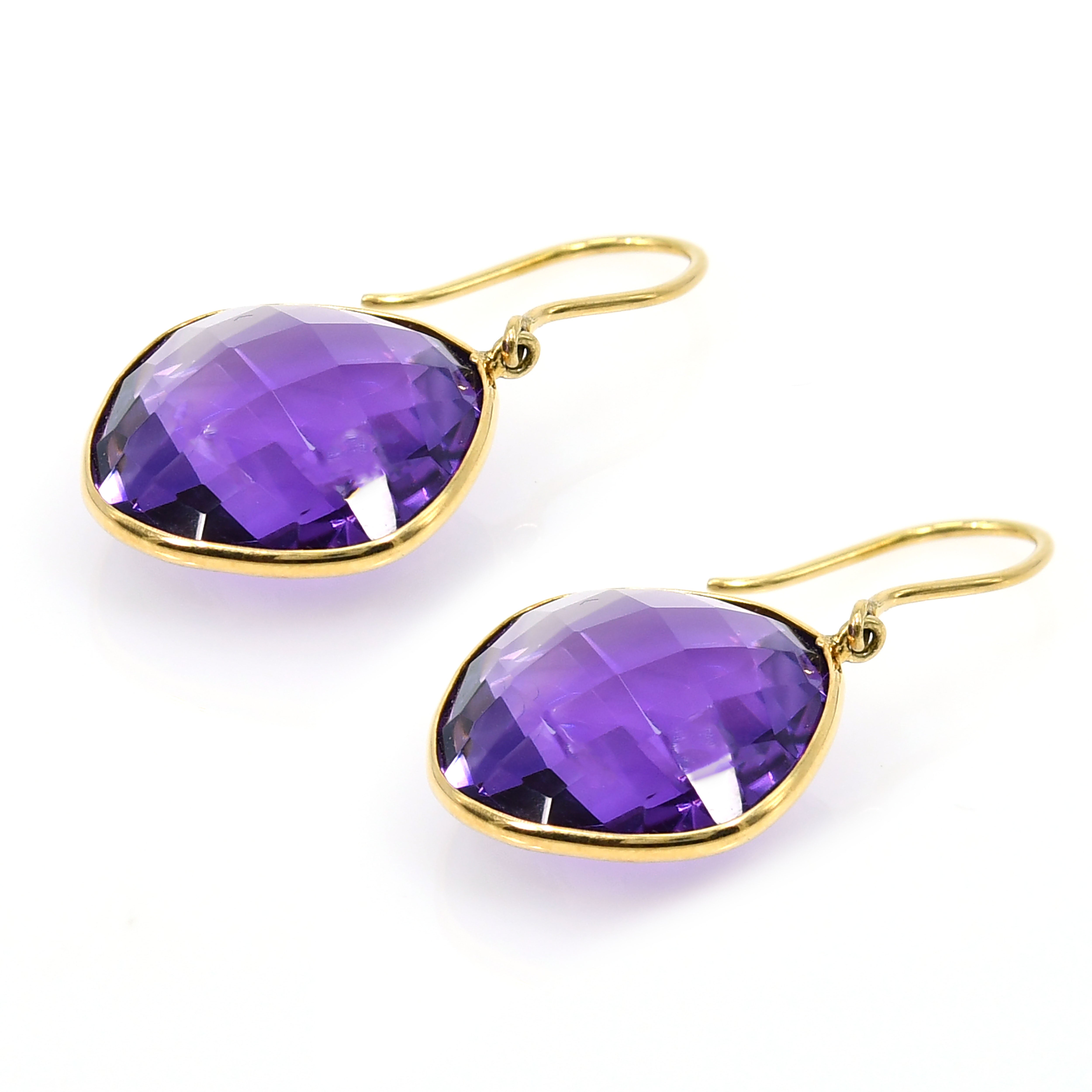 18k Yellow Gold Amethyst Earrings