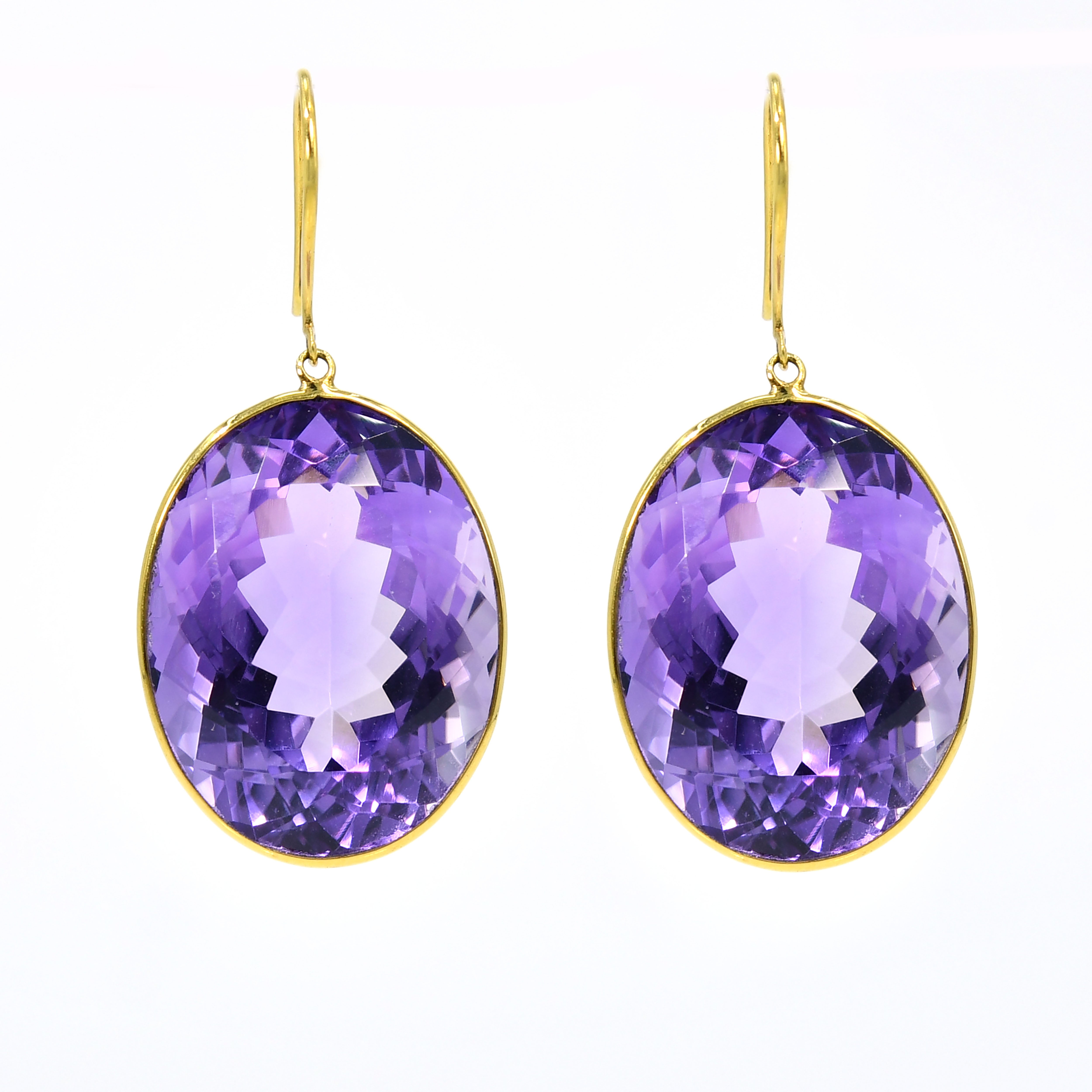 18k Gold Pink Amethyst Drop Earrings
