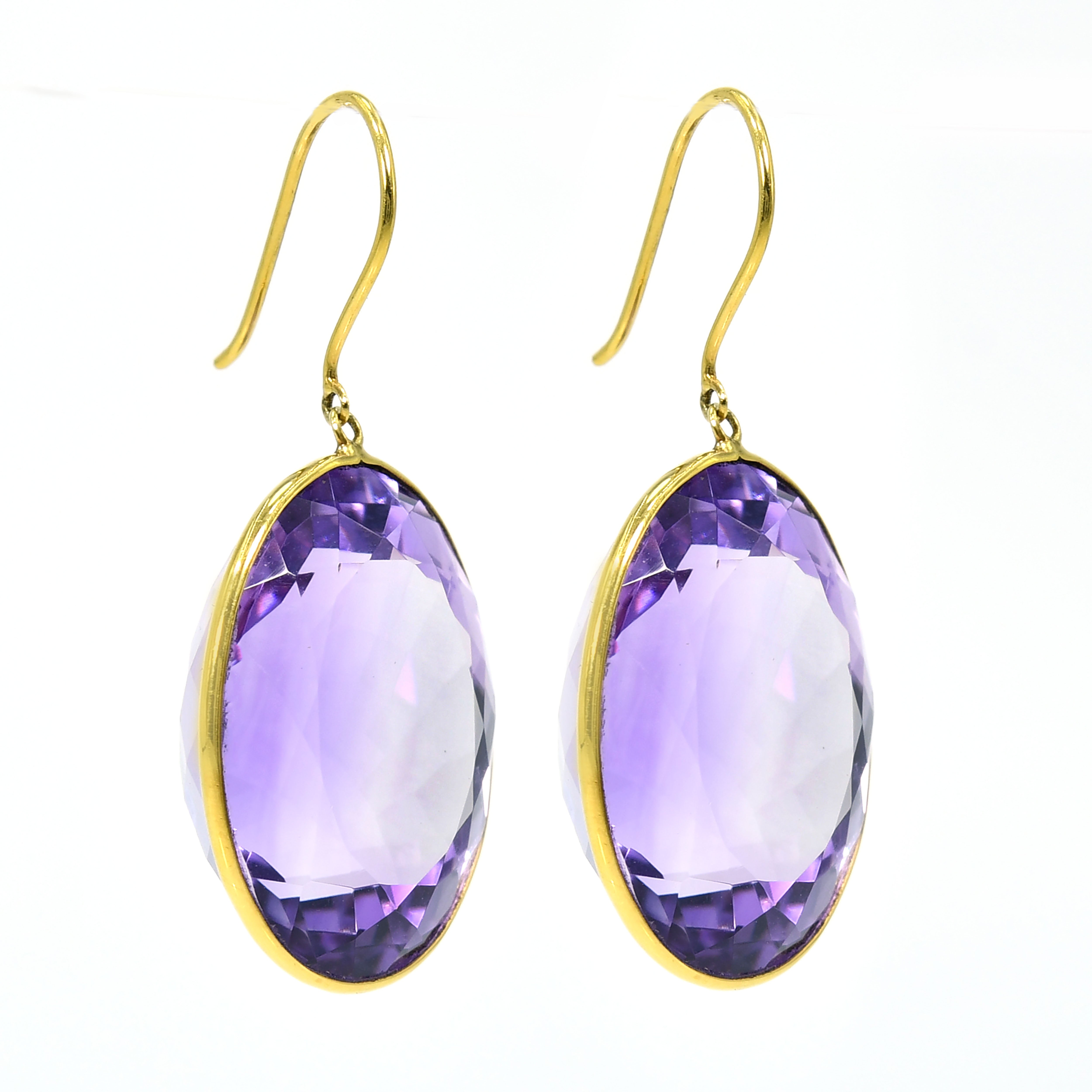 18k Gold Pink Amethyst Drop Earrings