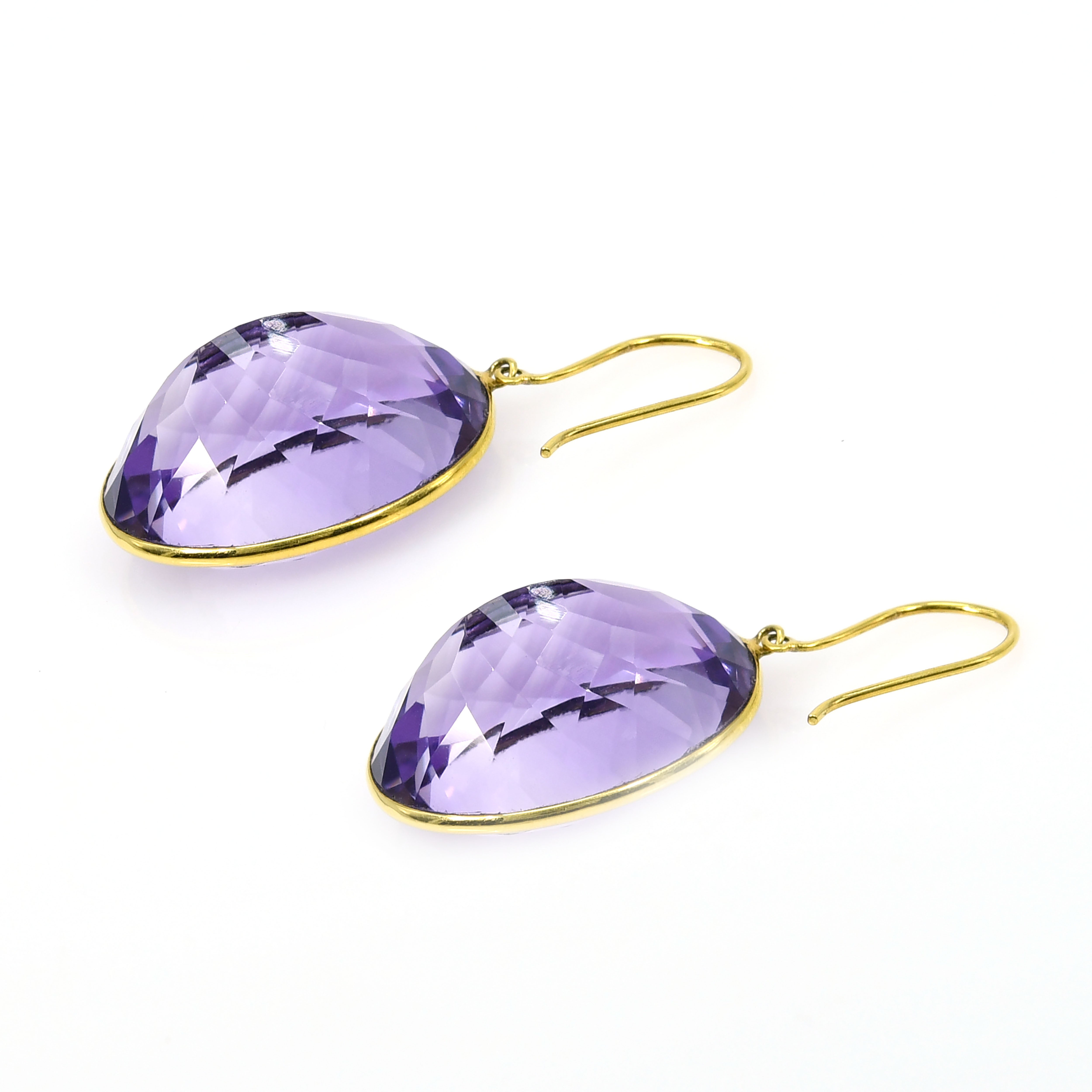 18k Gold Pink Amethyst Drop Earrings
