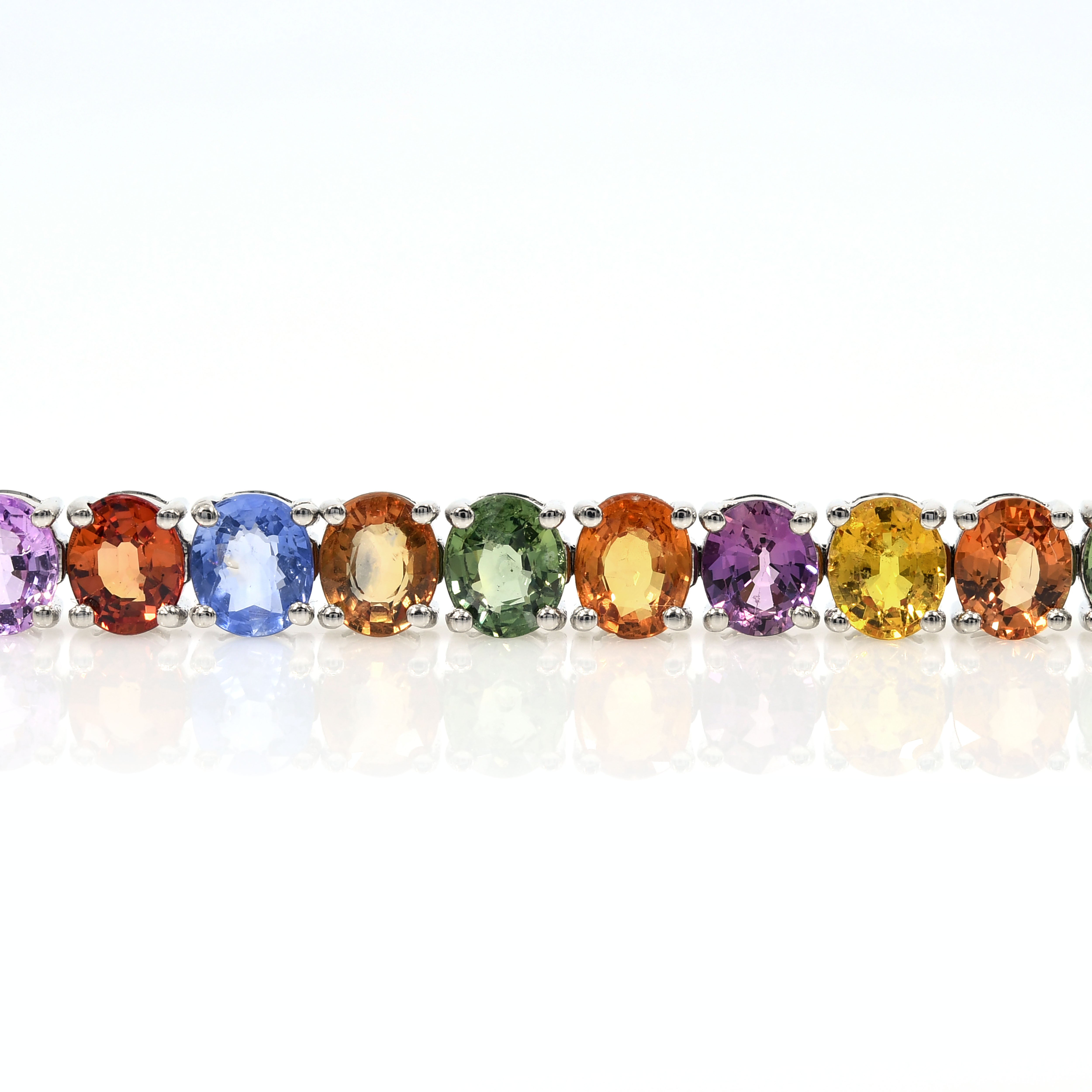 14k Yellow Gold Rainbow Sapphire Tennis Bracelet 6mm