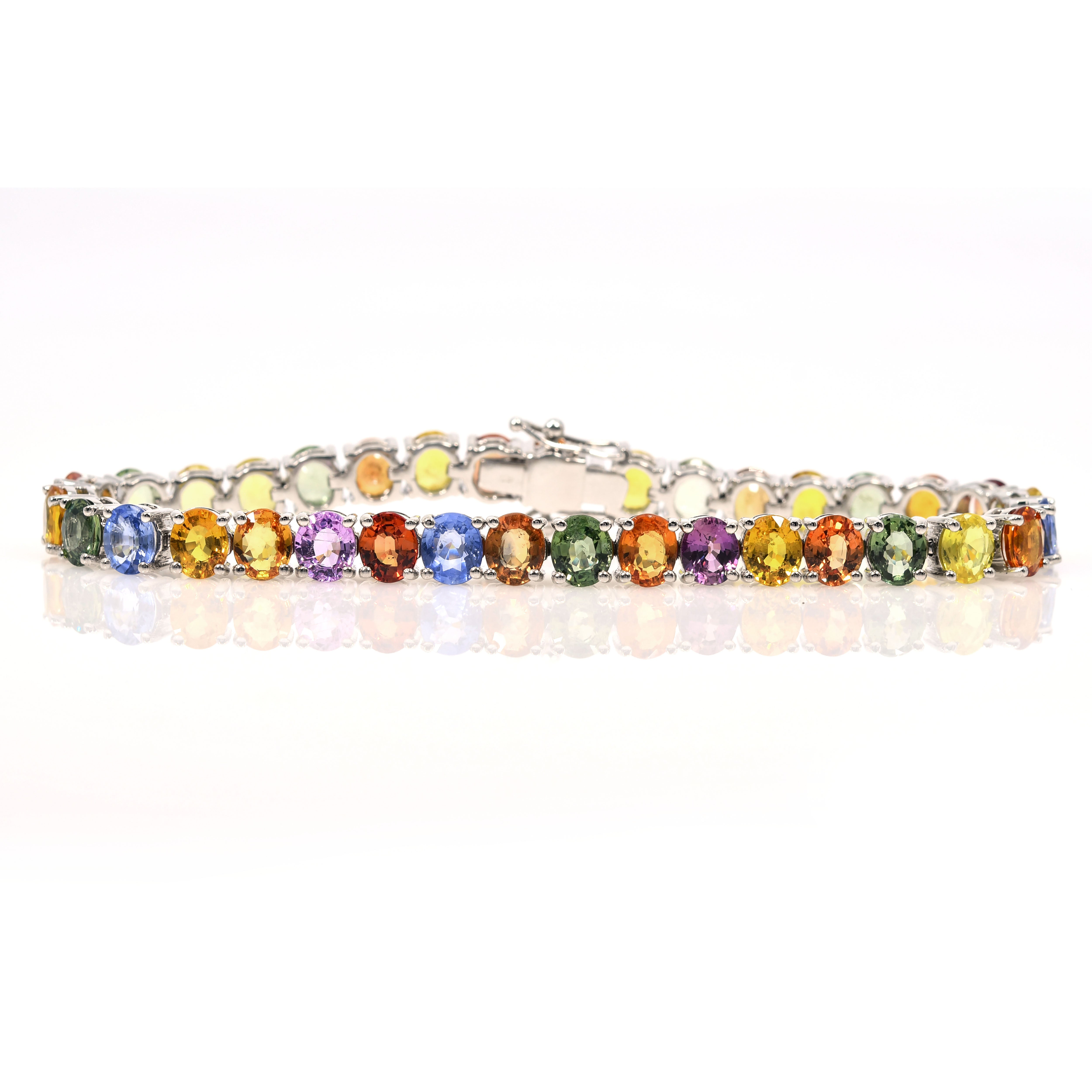 14k Yellow Gold Rainbow Sapphire Tennis Bracelet 6mm