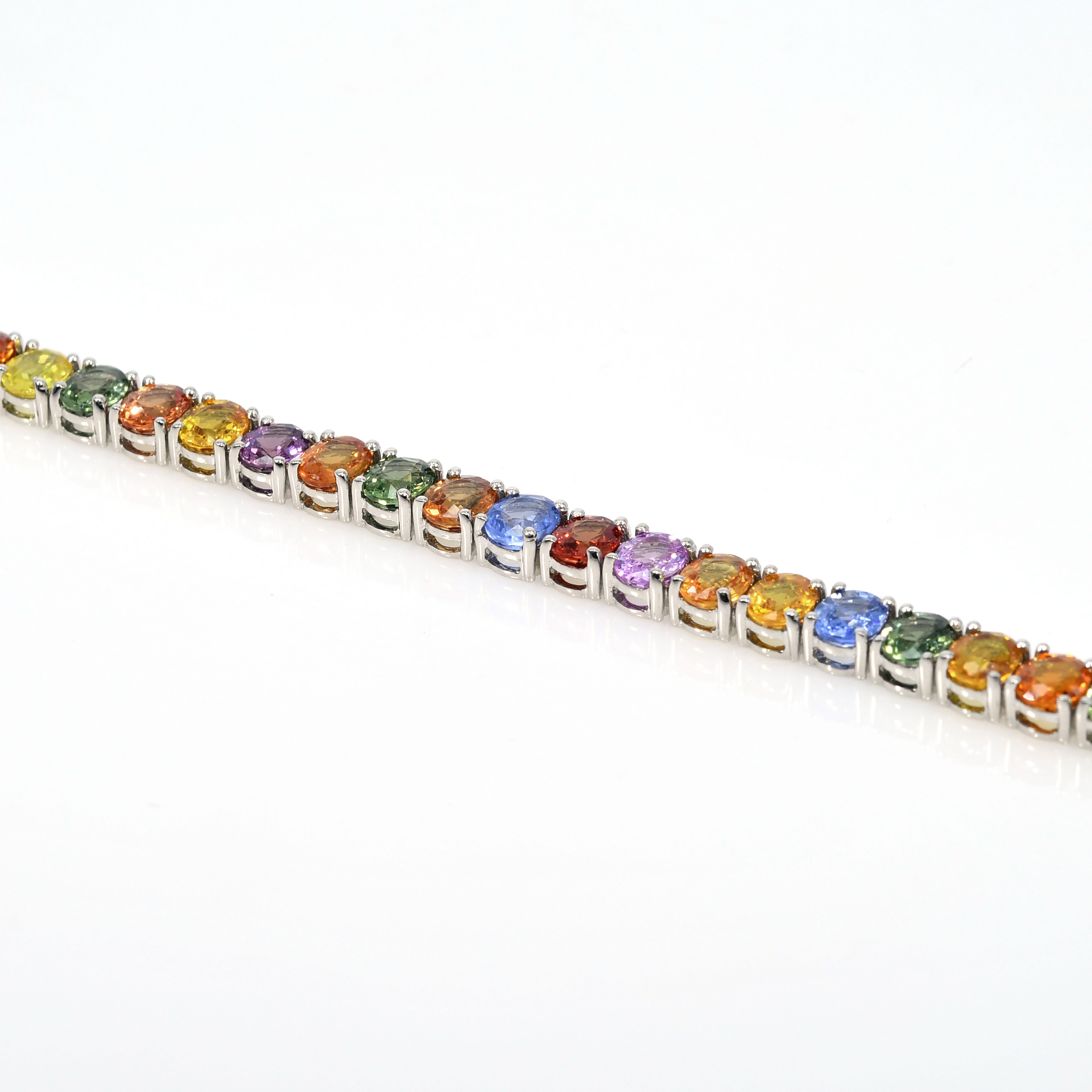 14k Yellow Gold Rainbow Sapphire Tennis Bracelet 6mm