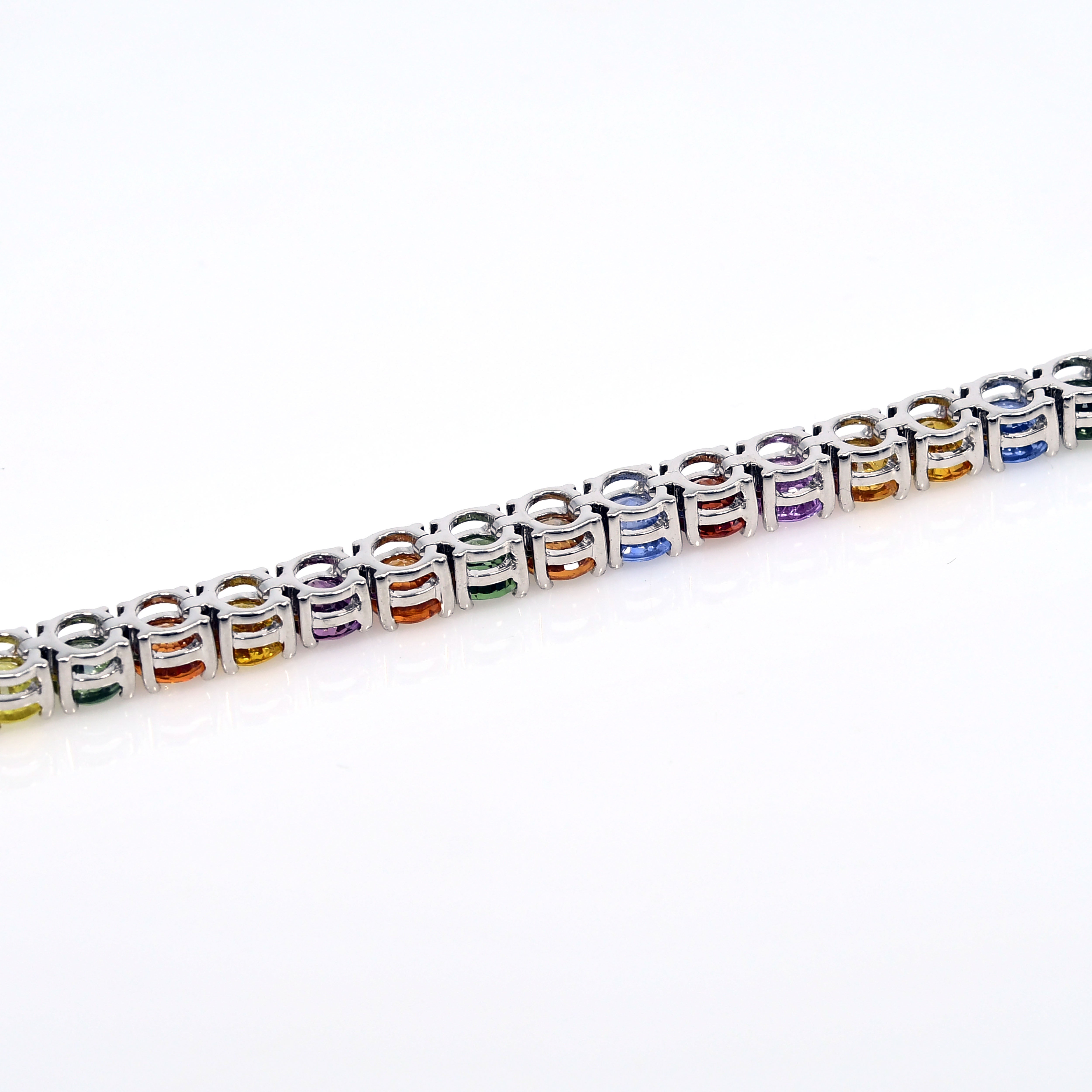 14k Yellow Gold Rainbow Sapphire Tennis Bracelet 6mm