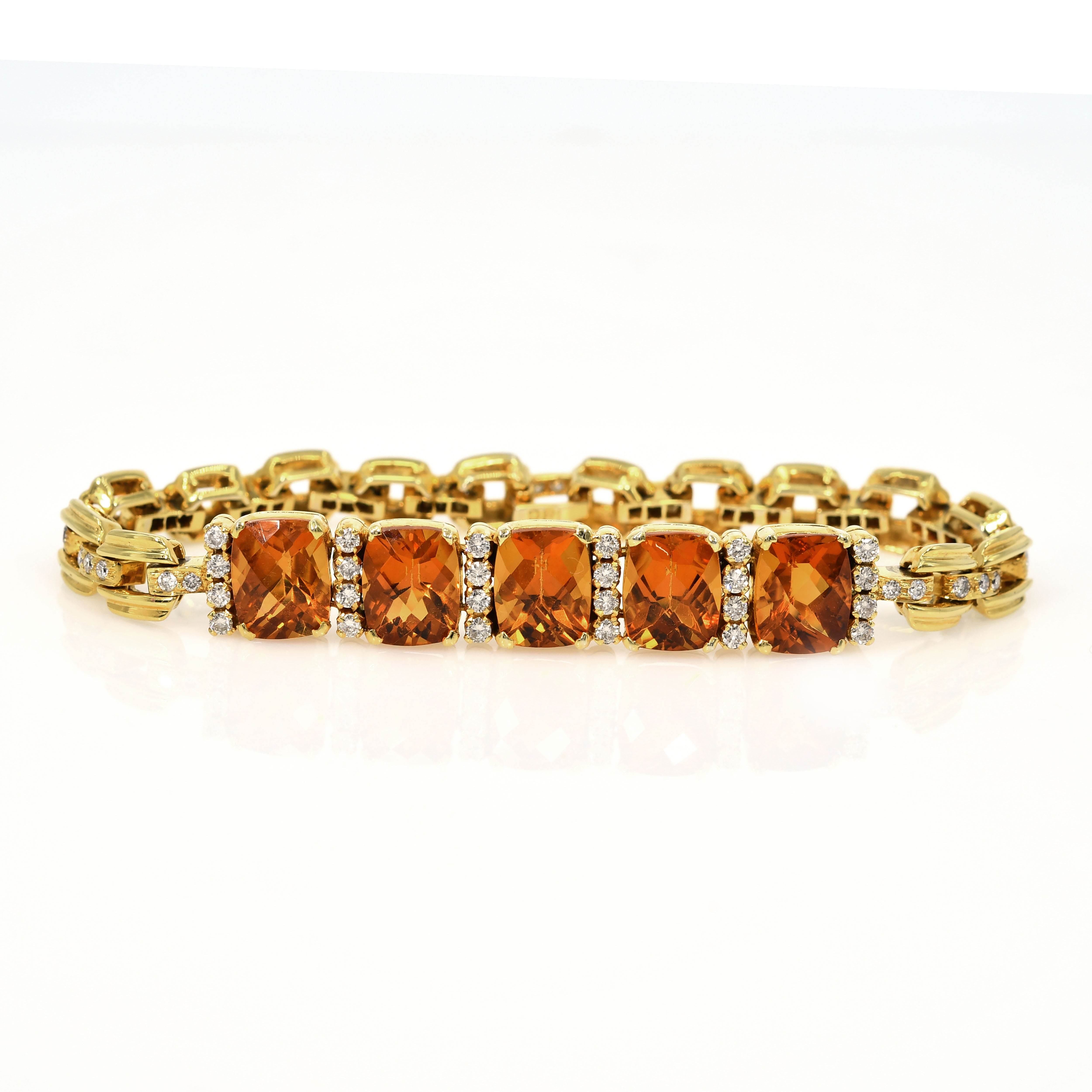 18k Gold Citrine Diamond Prong Setting Bracelet
