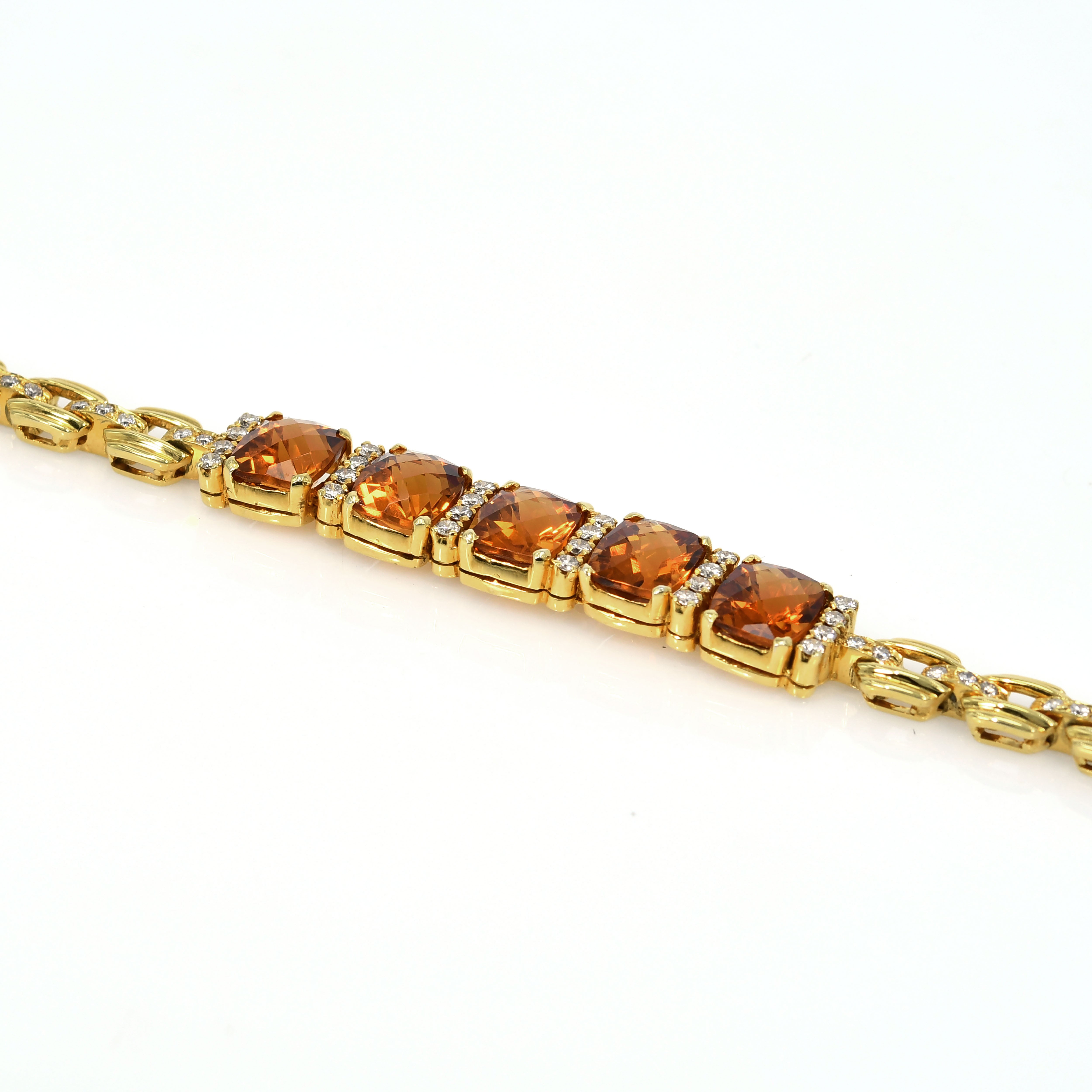 18k Gold Citrine Diamond Prong Setting Bracelet