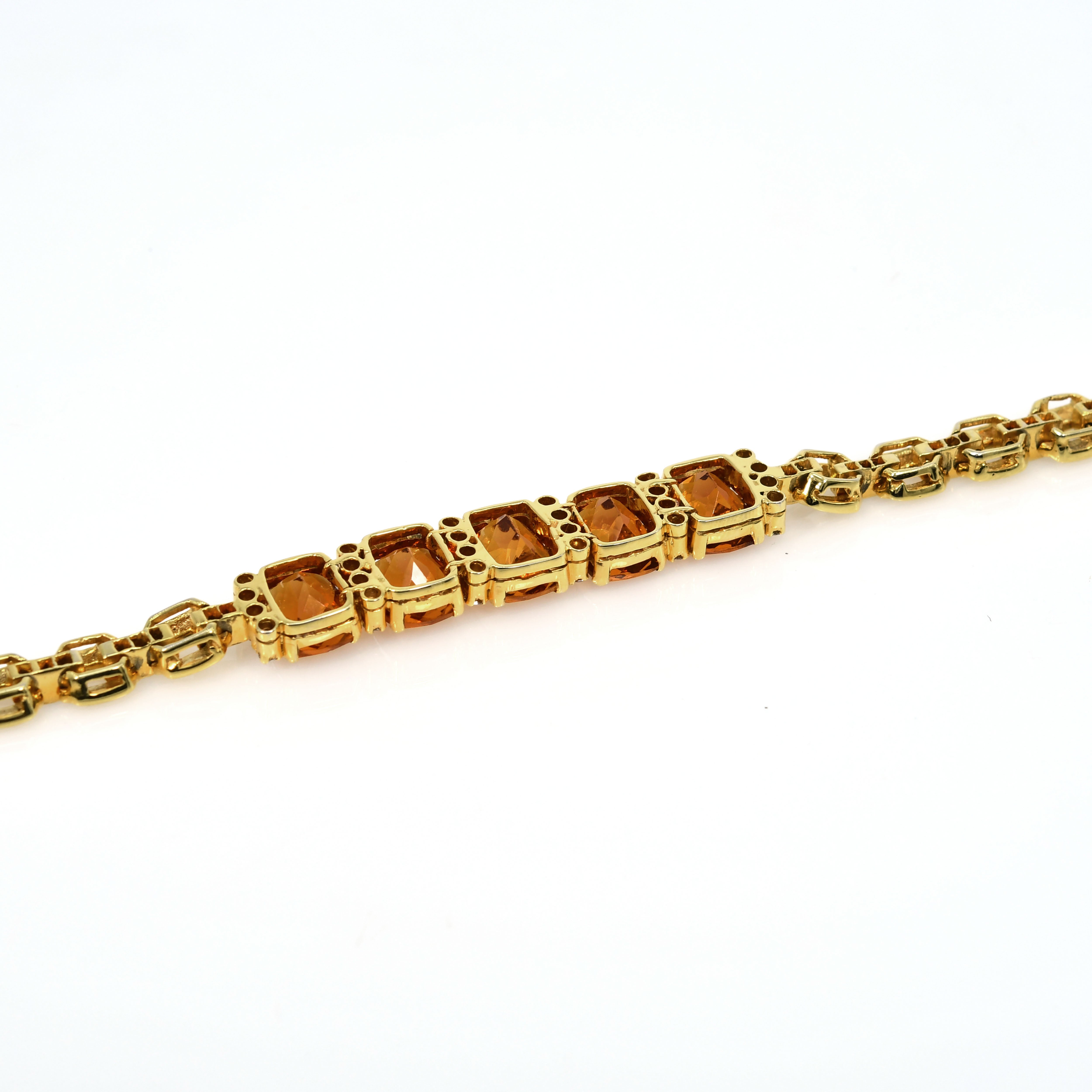 18k Gold Citrine Diamond Prong Setting Bracelet