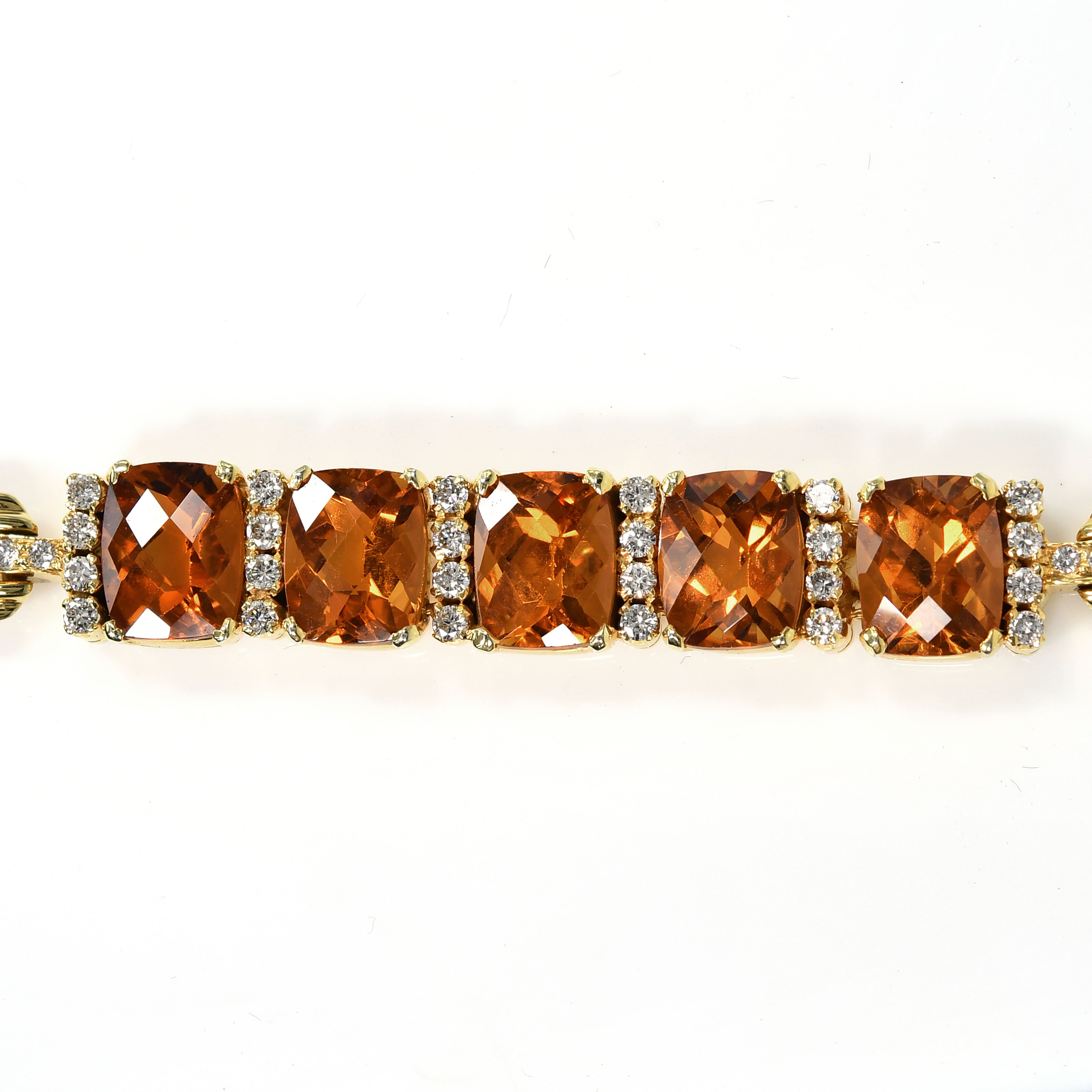 18k Gold Citrine Diamond Prong Setting Bracelet