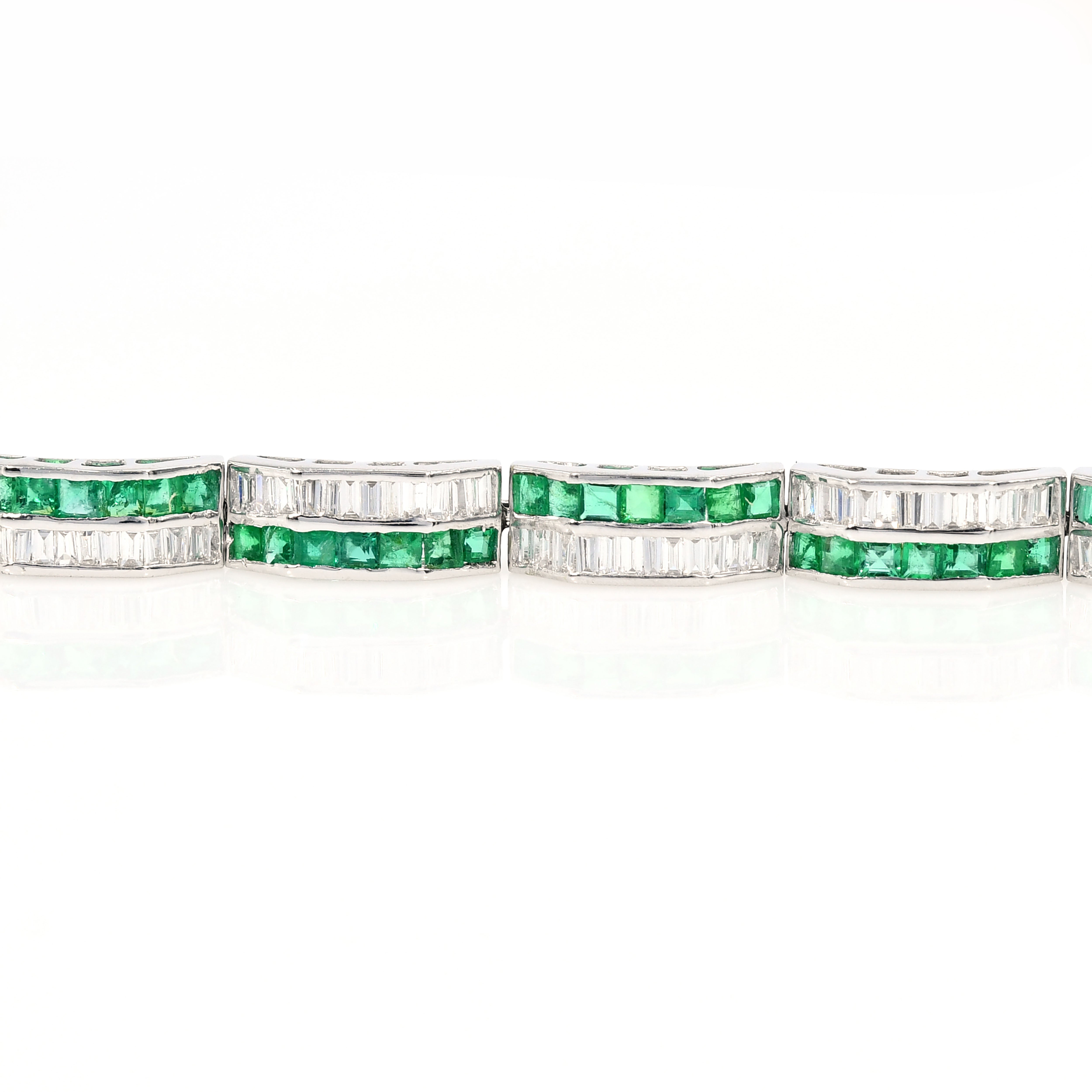 18k White Gold Emerald Diamond Tennis Bracelet
