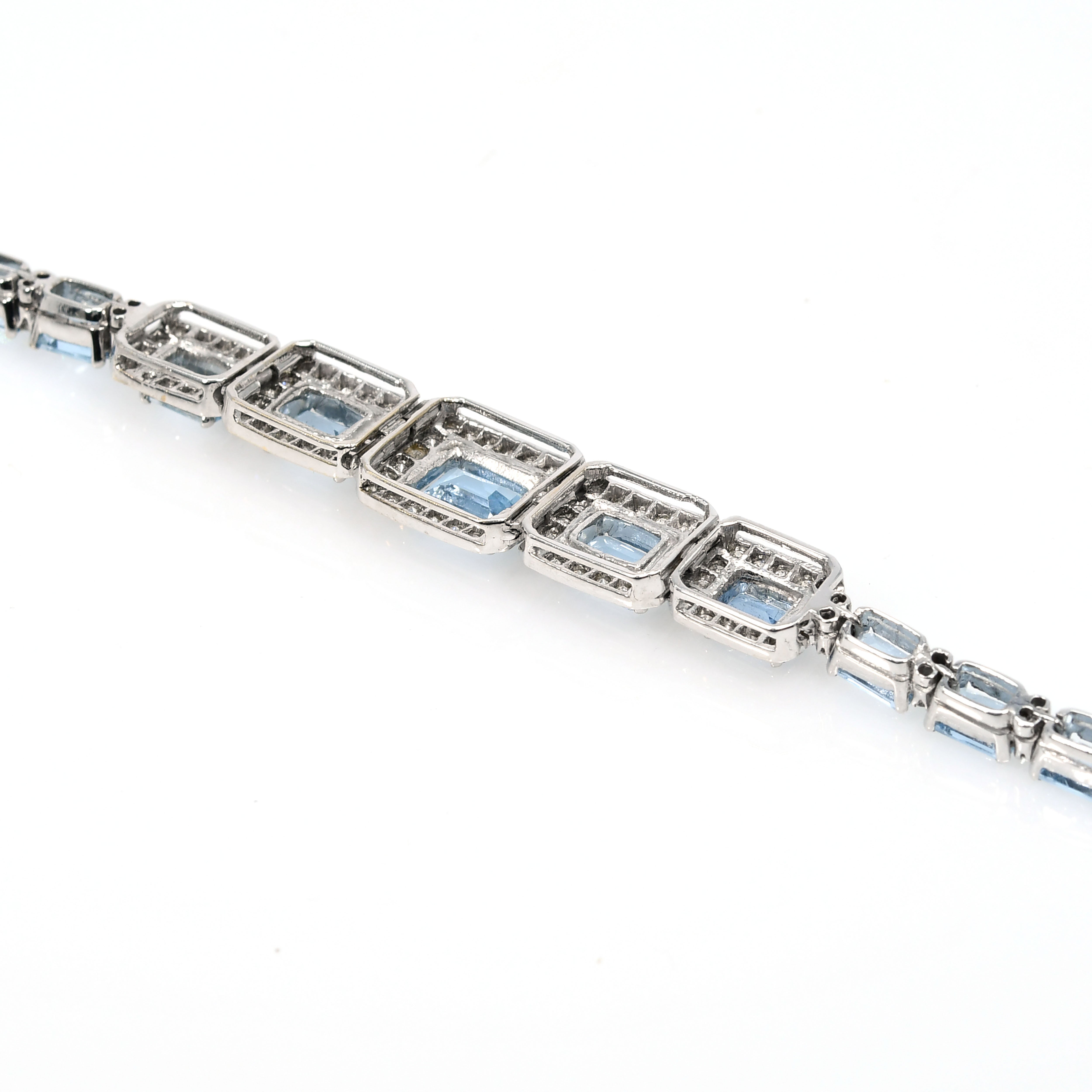 18k White Gold Aquamarine Diamond Bracelet