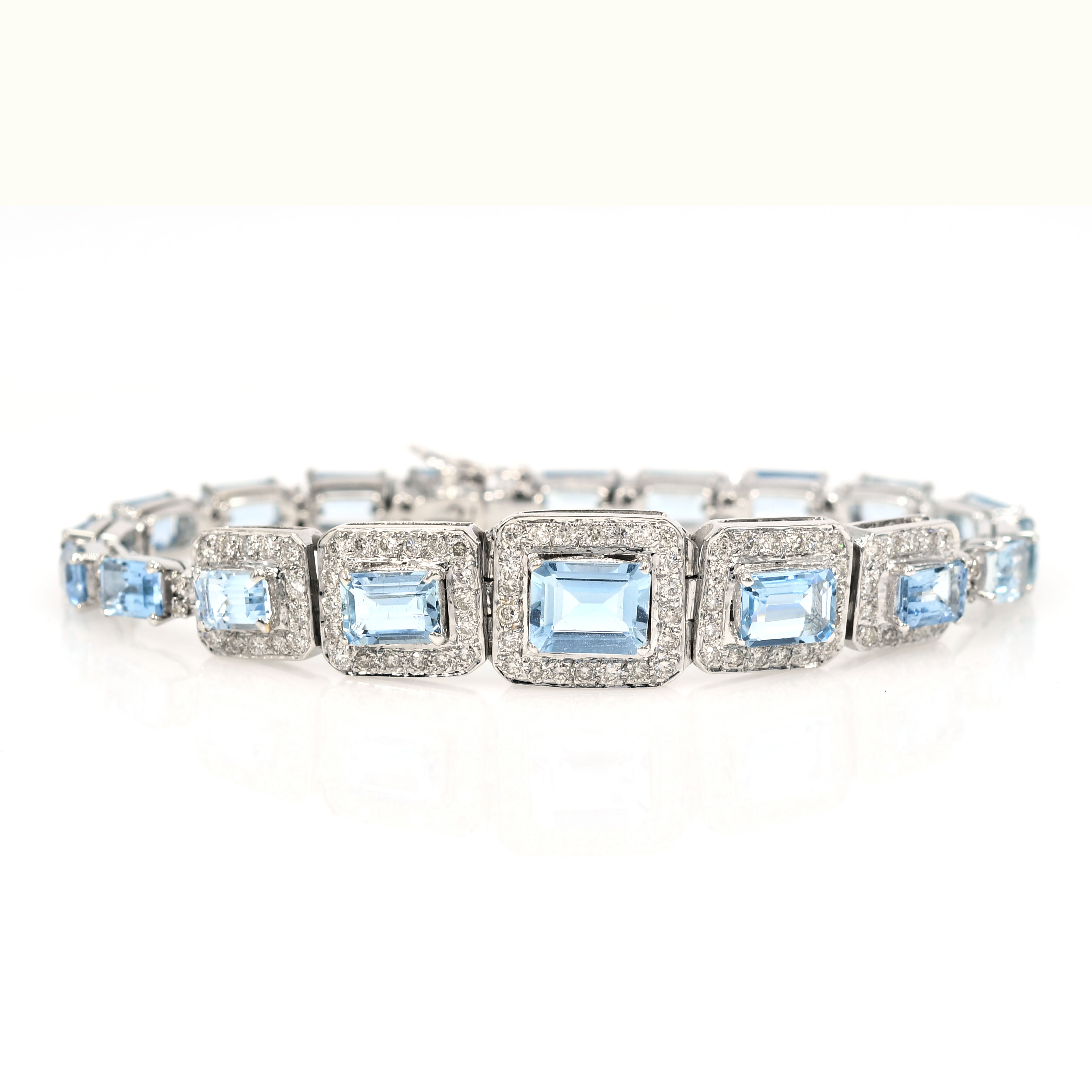 18k White Gold Aquamarine Diamond Bracelet