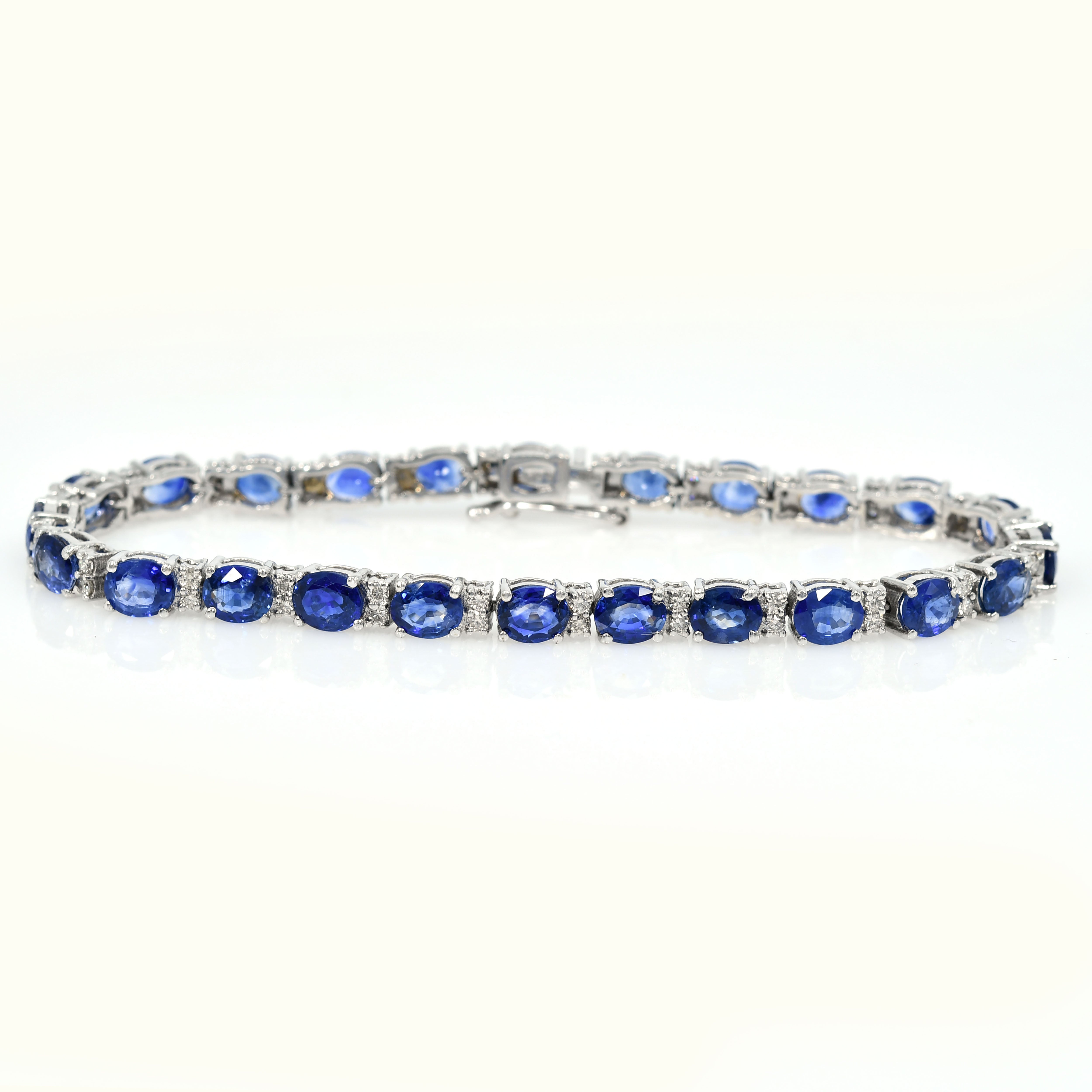 18k White Gold Sapphire Diamond Tennis Bracelet
