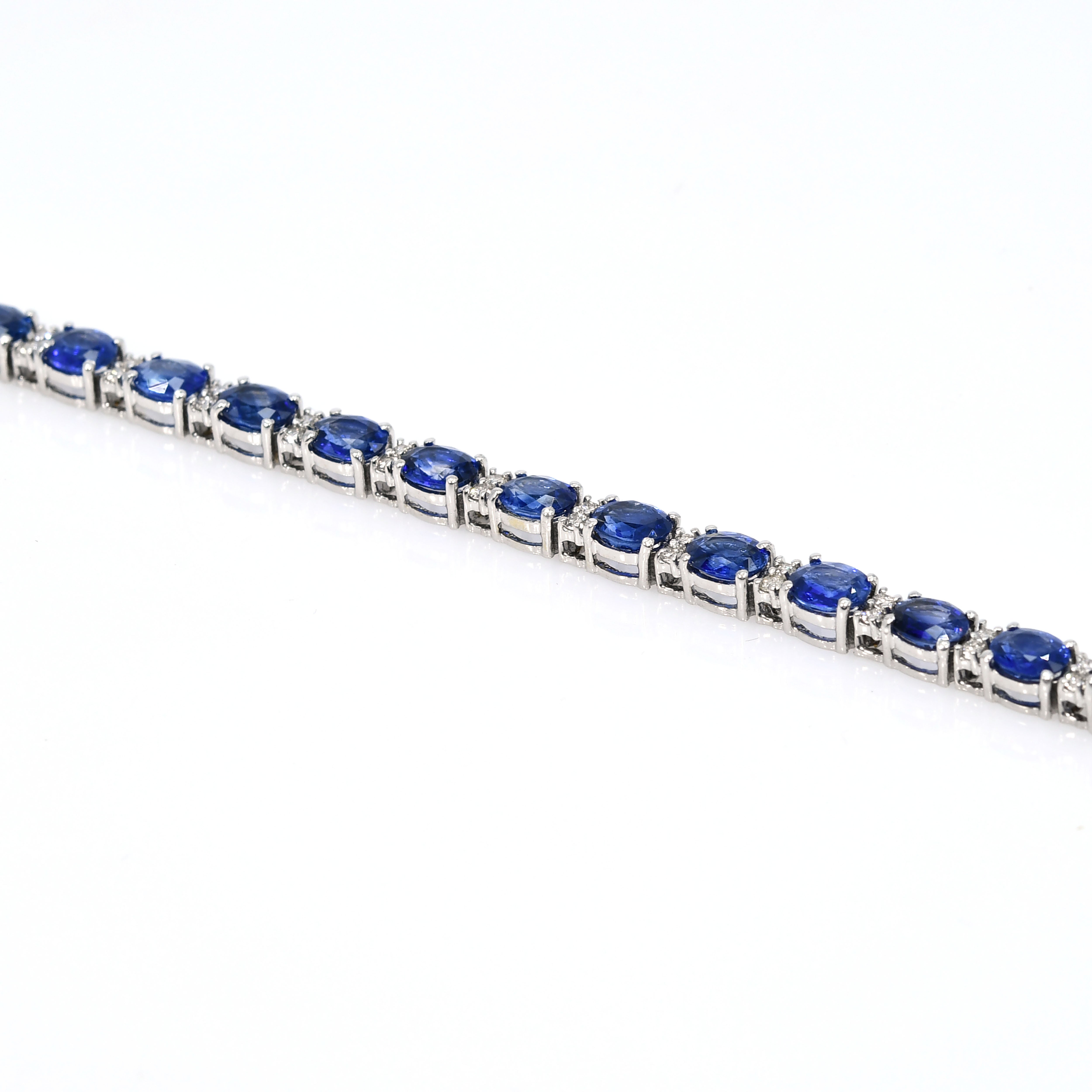 18k White Gold Sapphire Diamond Tennis Bracelet
