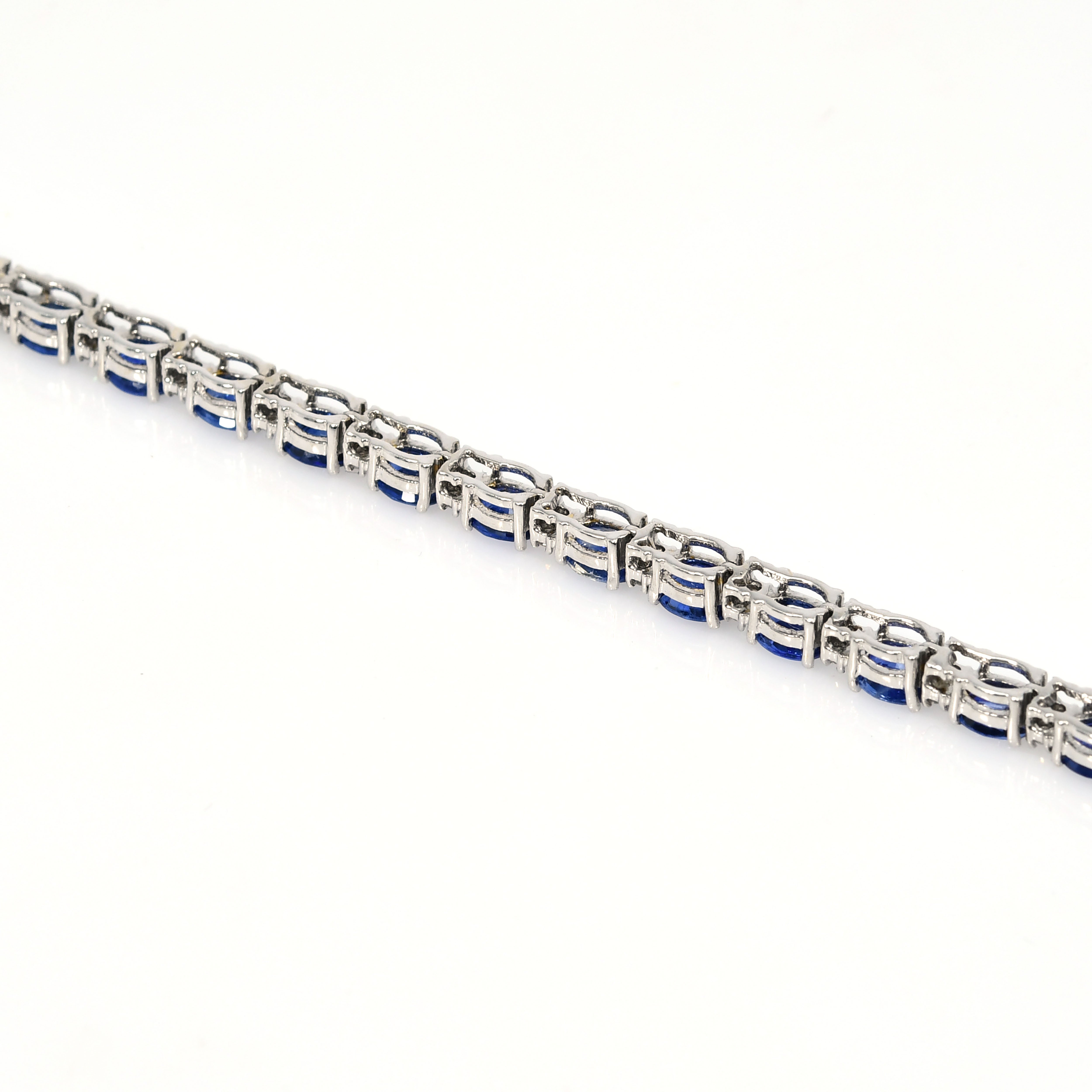18k White Gold Sapphire Diamond Tennis Bracelet
