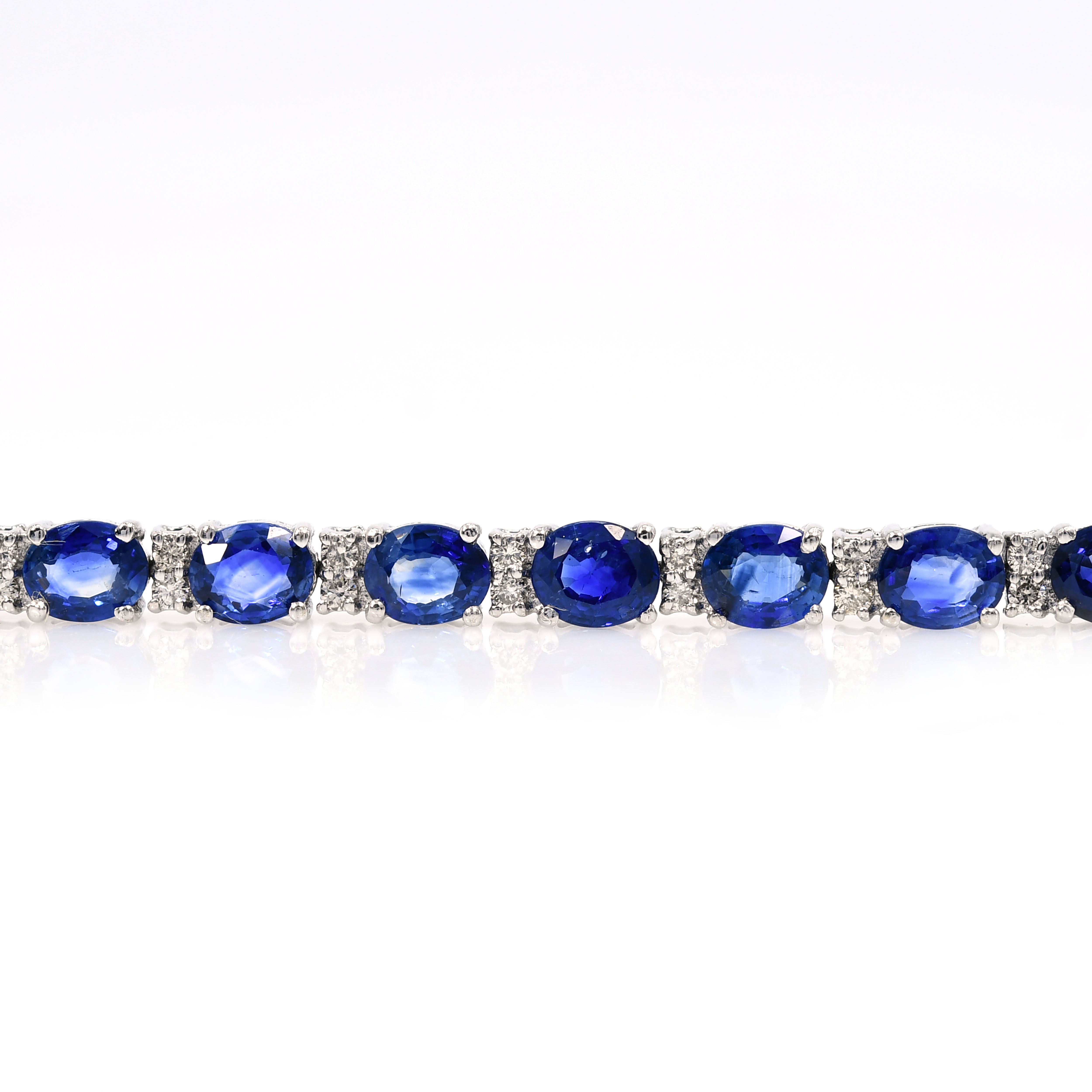 18k White Gold Sapphire Diamond Tennis Bracelet