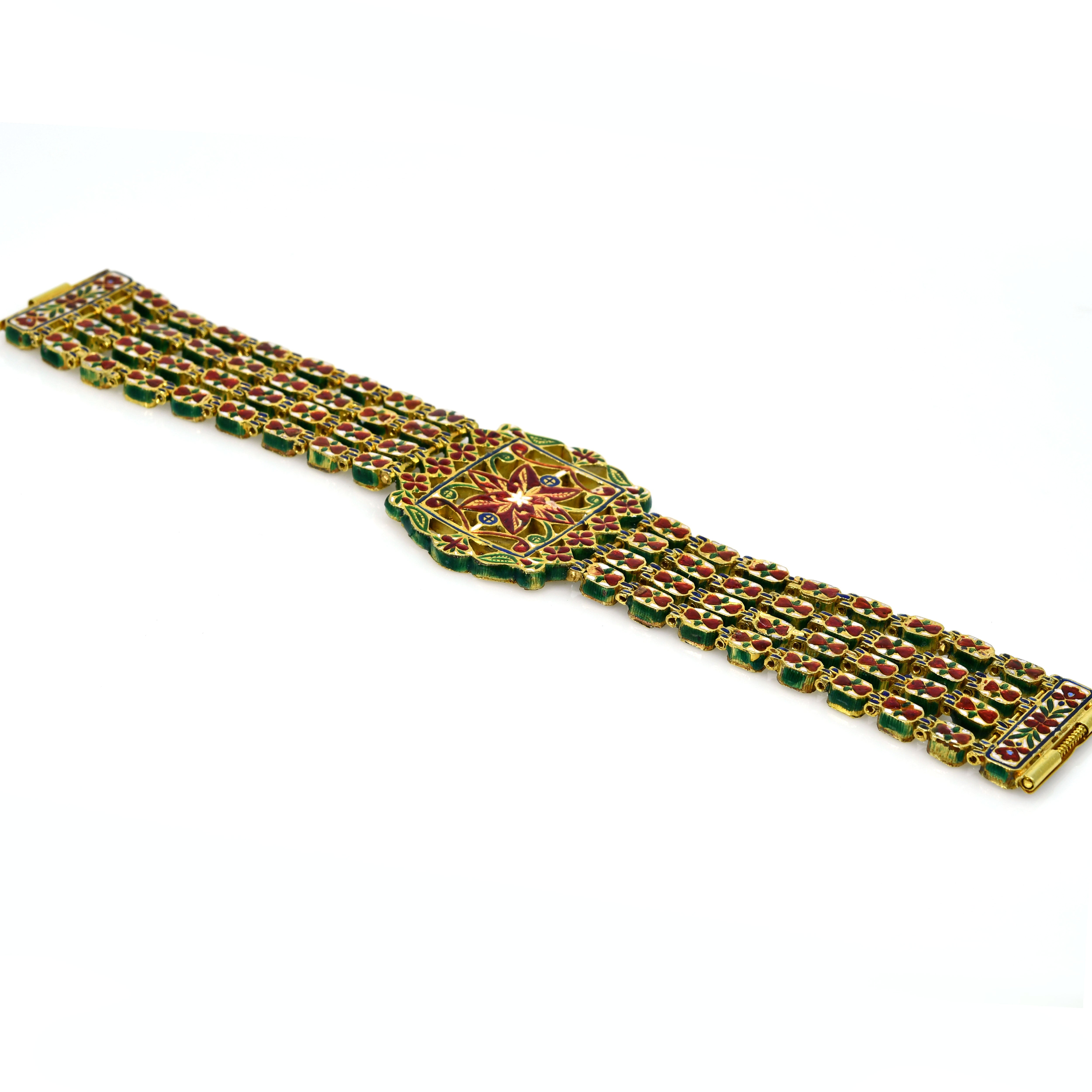18k Yellow Gold Polki Diamond Kundan Bracelet