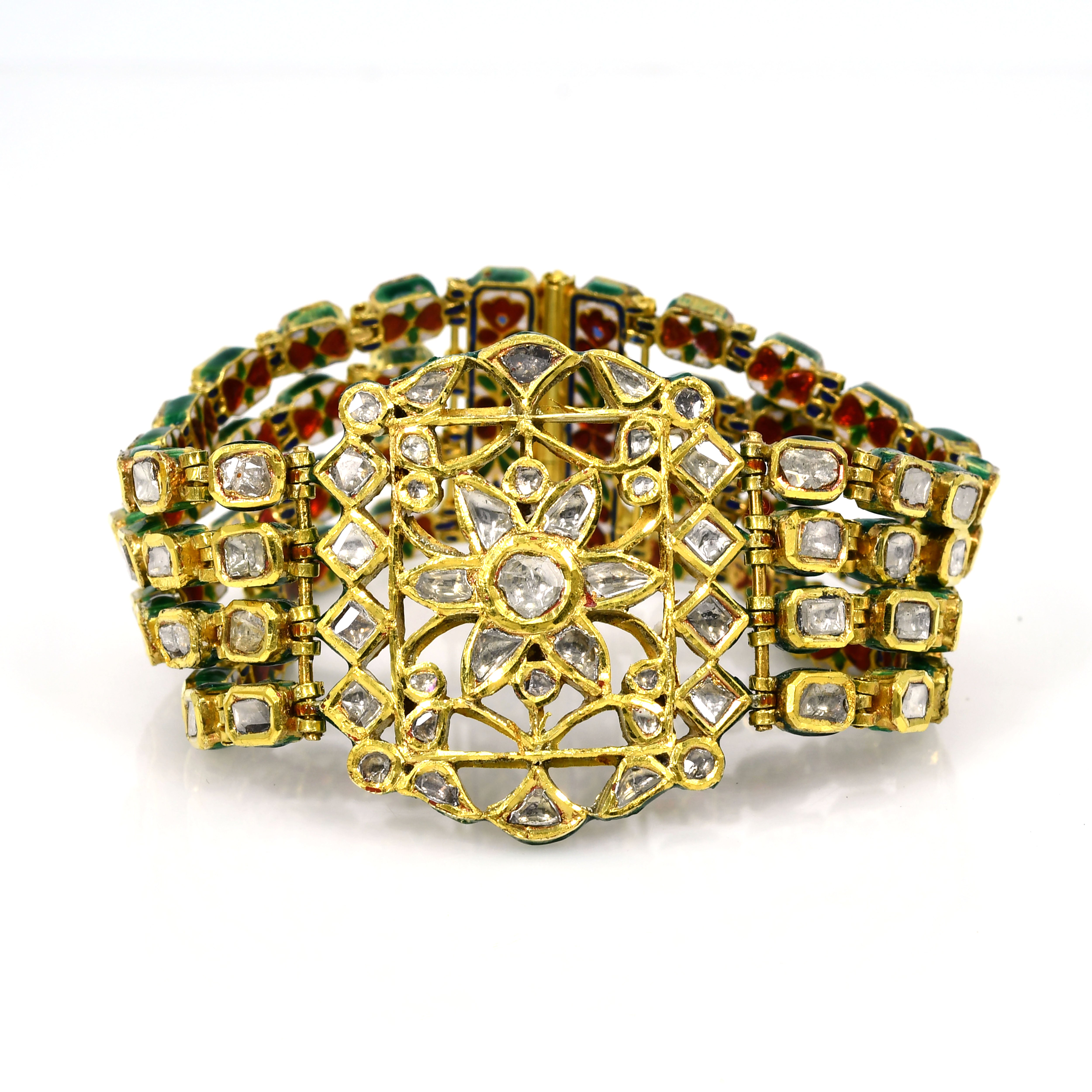 18k Yellow Gold Polki Diamond Kundan Bracelet