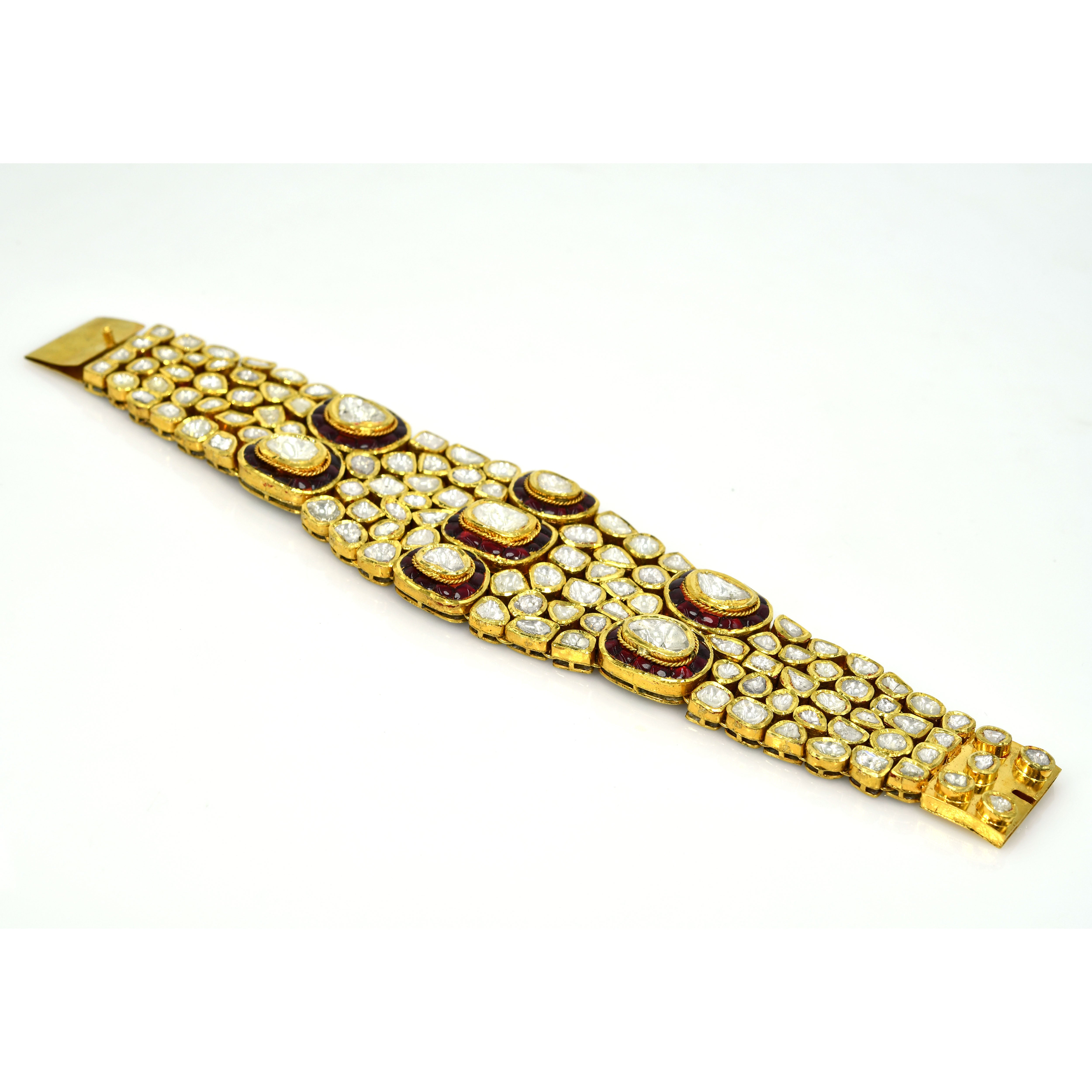 18k Yellow Gold Polki Diamond Kundan Bracelet