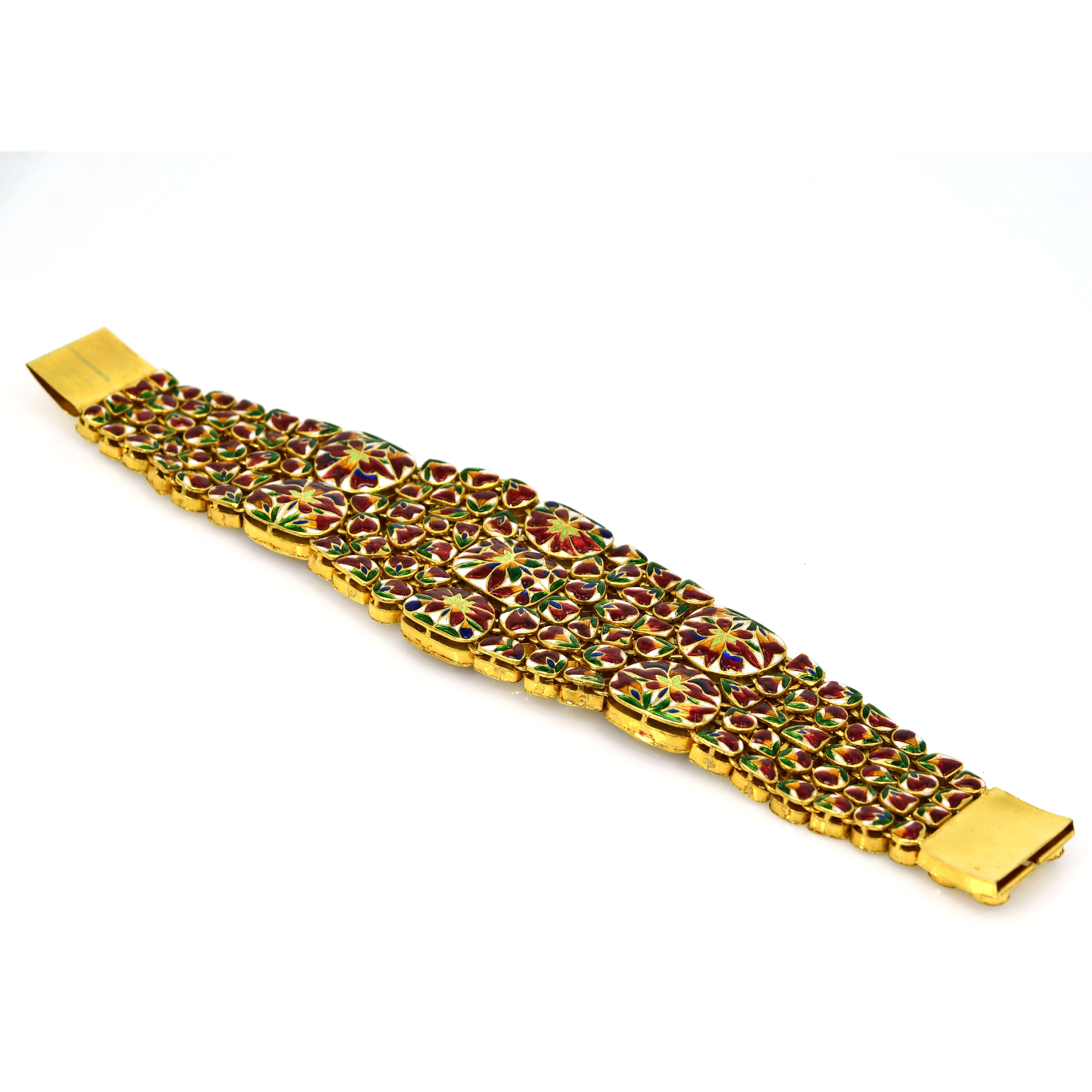 18k Yellow Gold Polki Diamond Kundan Bracelet