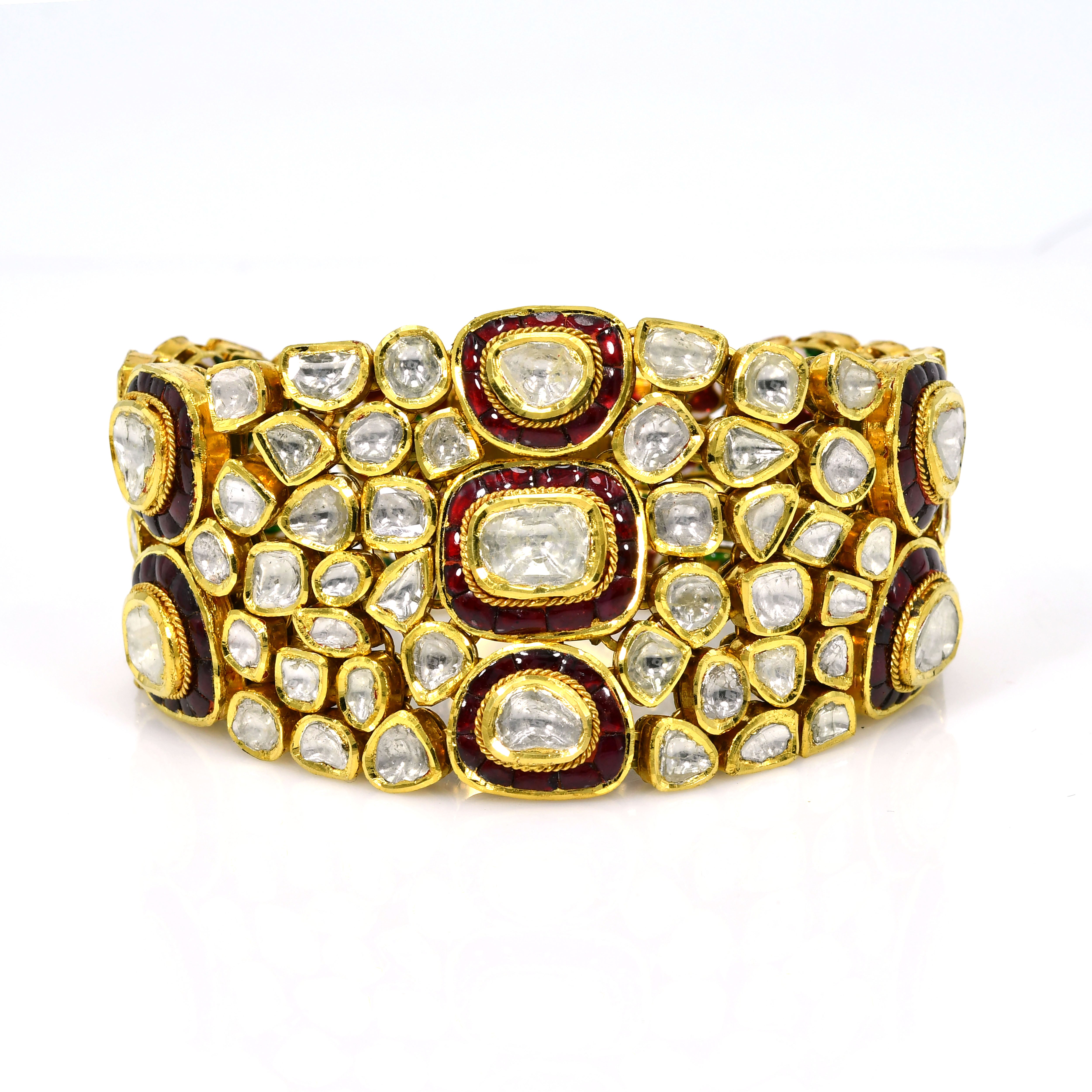 18k Yellow Gold Polki Diamond Kundan Bracelet