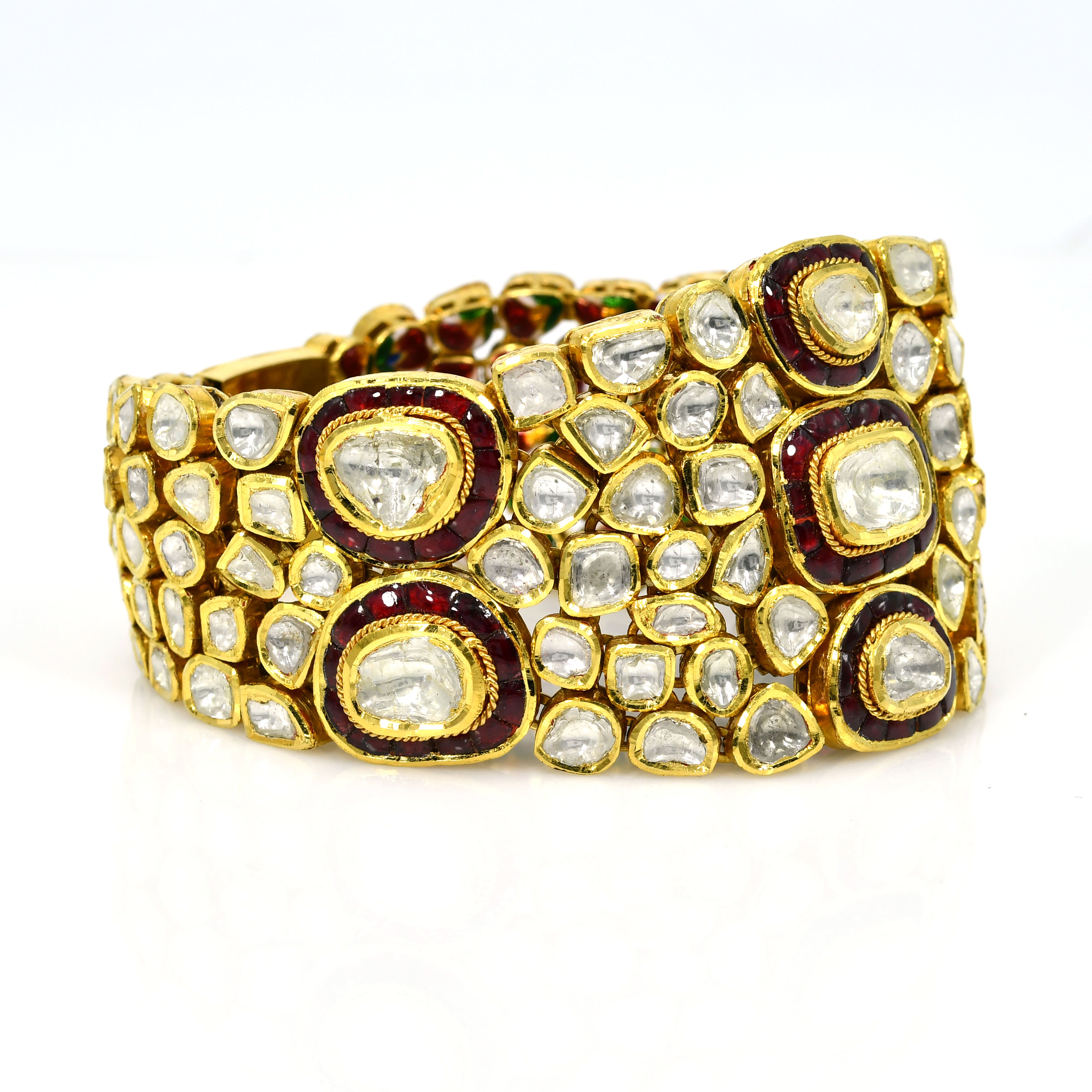 18k Yellow Gold Polki Diamond Kundan Bracelet