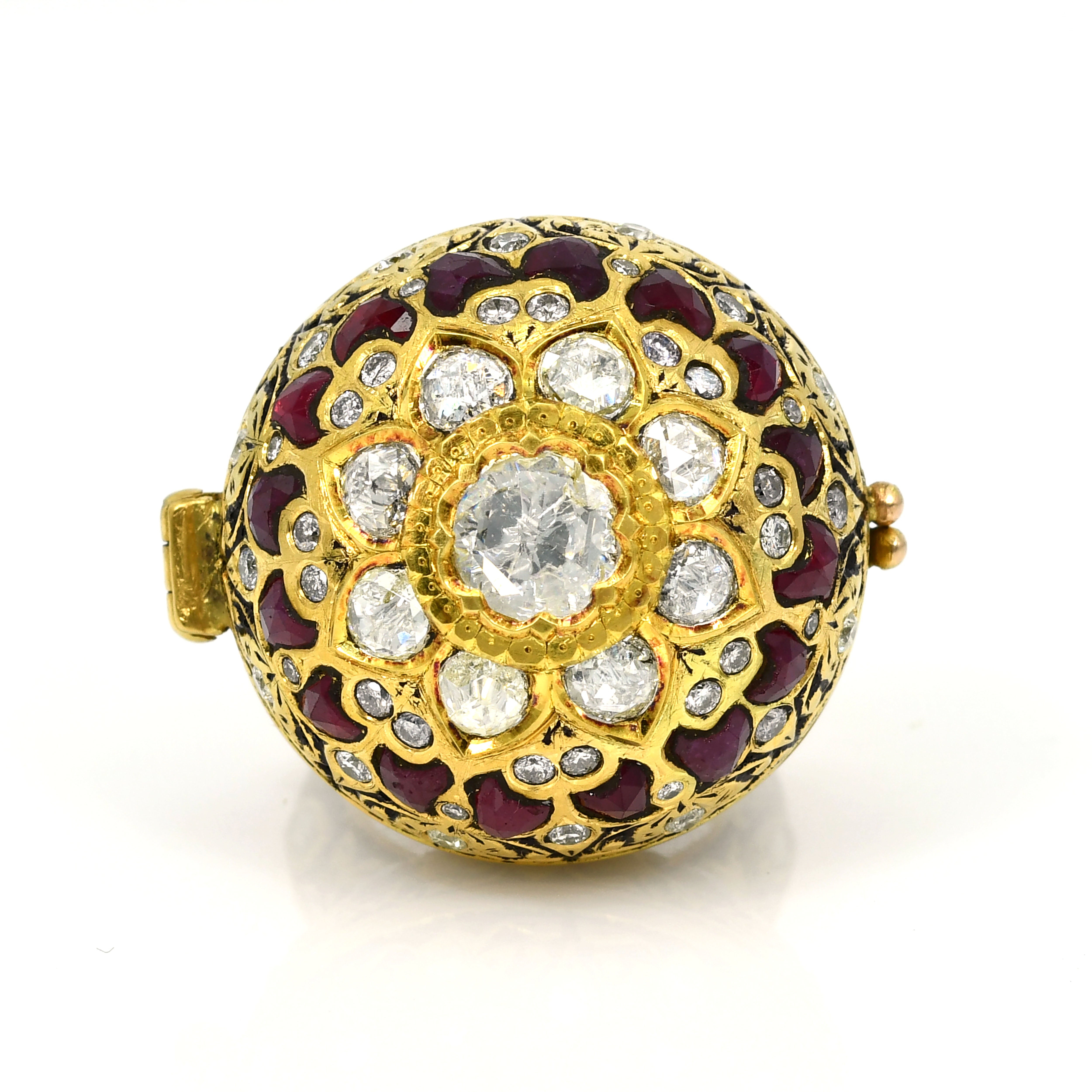 Meenakari Polki Diamond Ruby Bird Ring