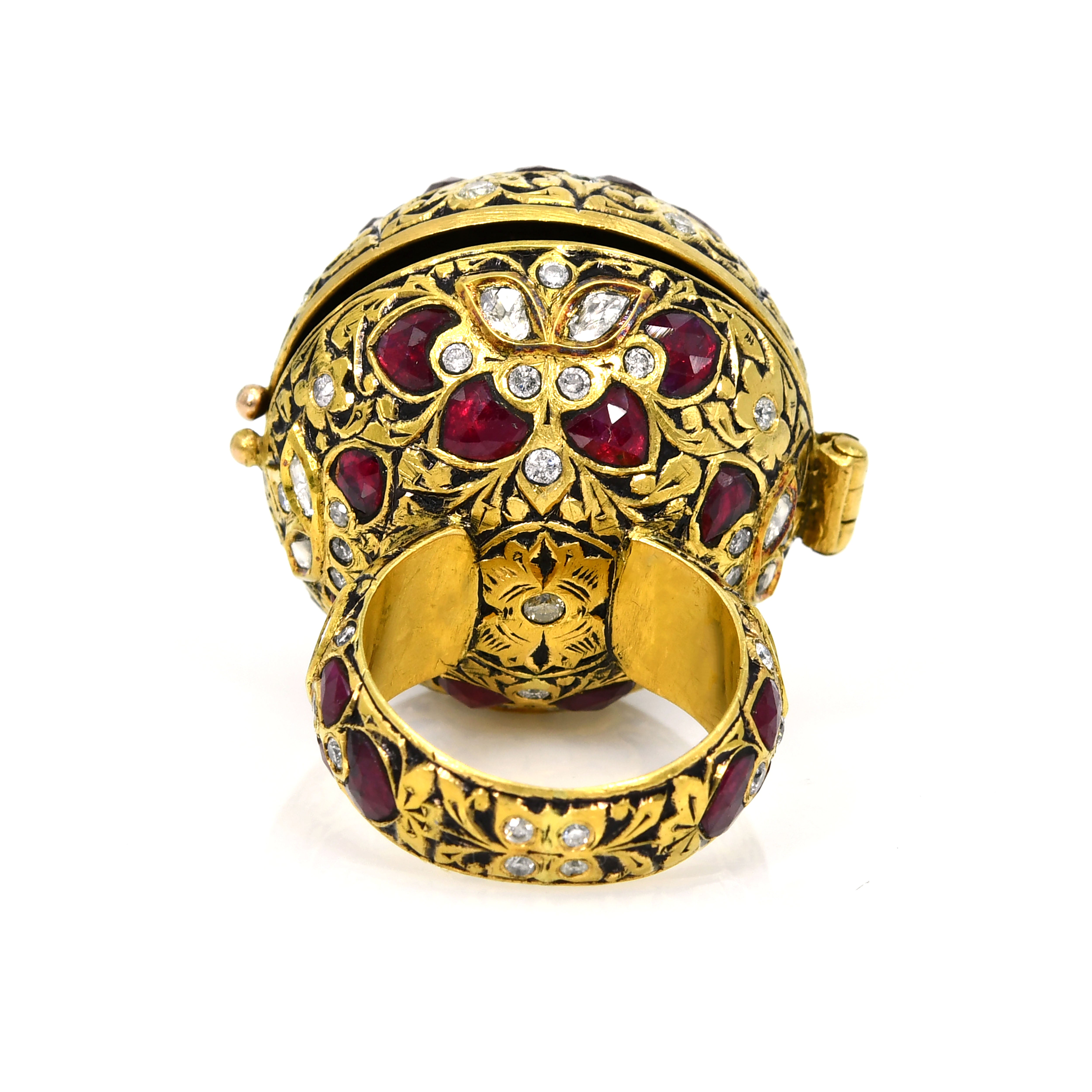 Meenakari Polki Diamond Ruby Bird Ring