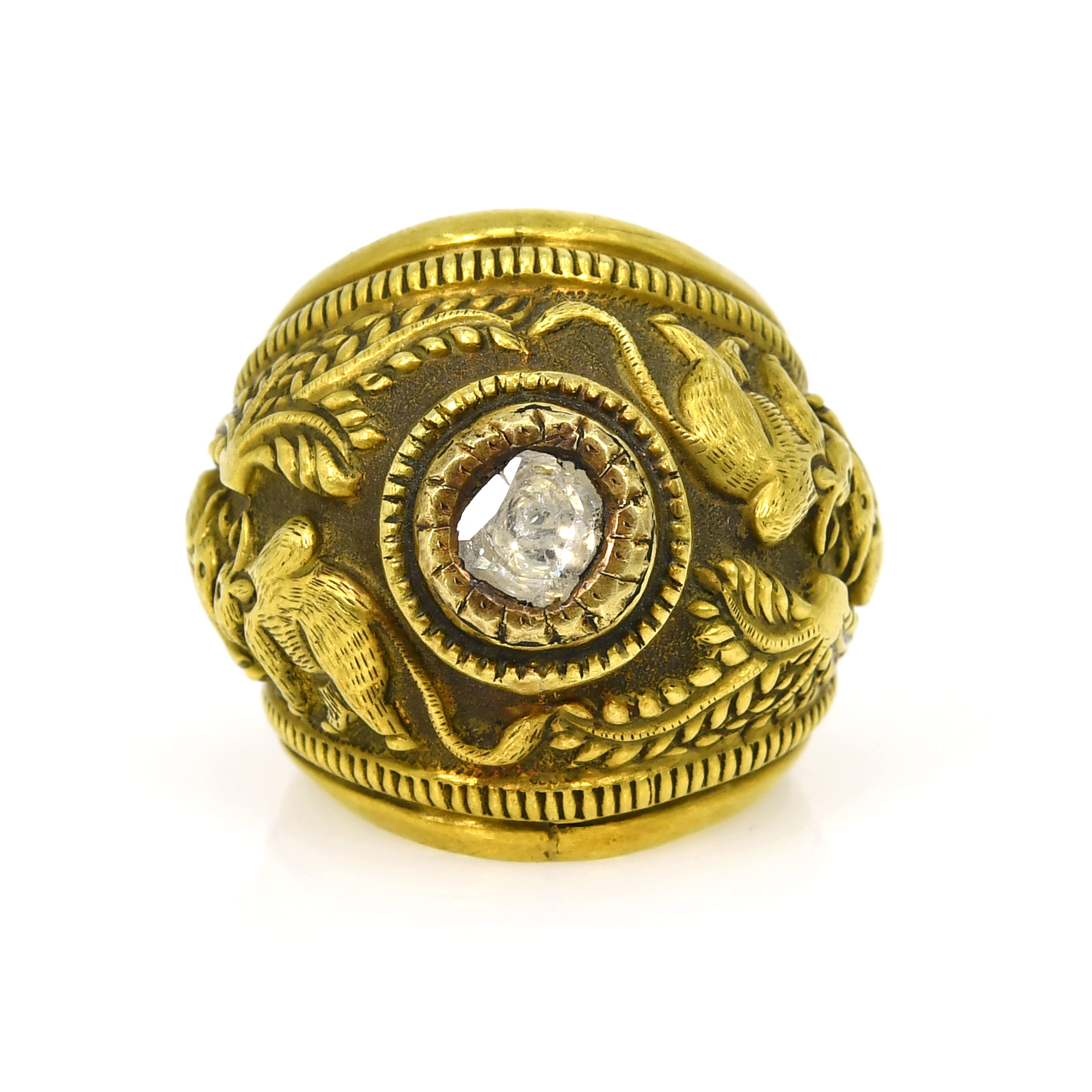 18k Gold Mandala Diamond Ring