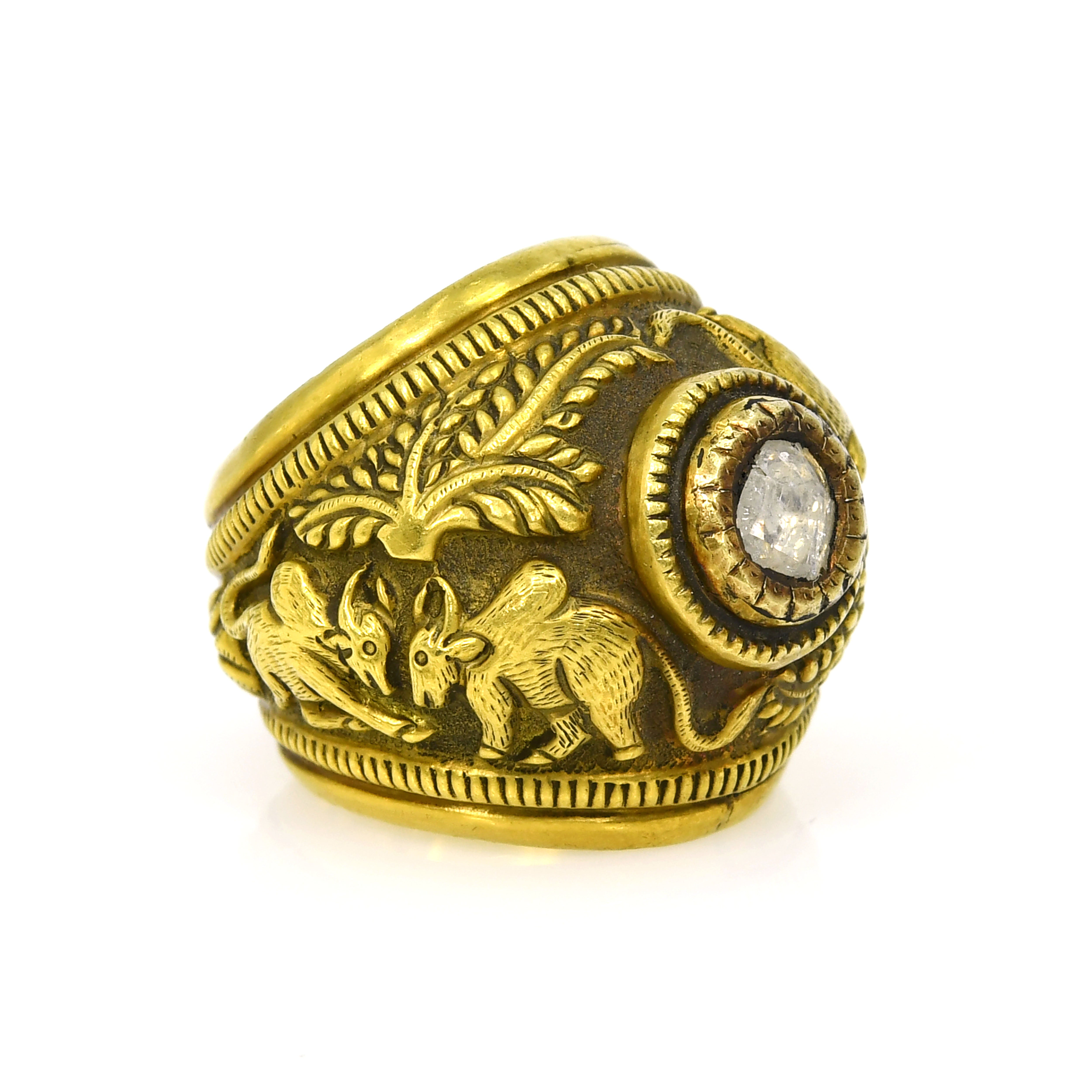 18k Gold Mandala Diamond Ring