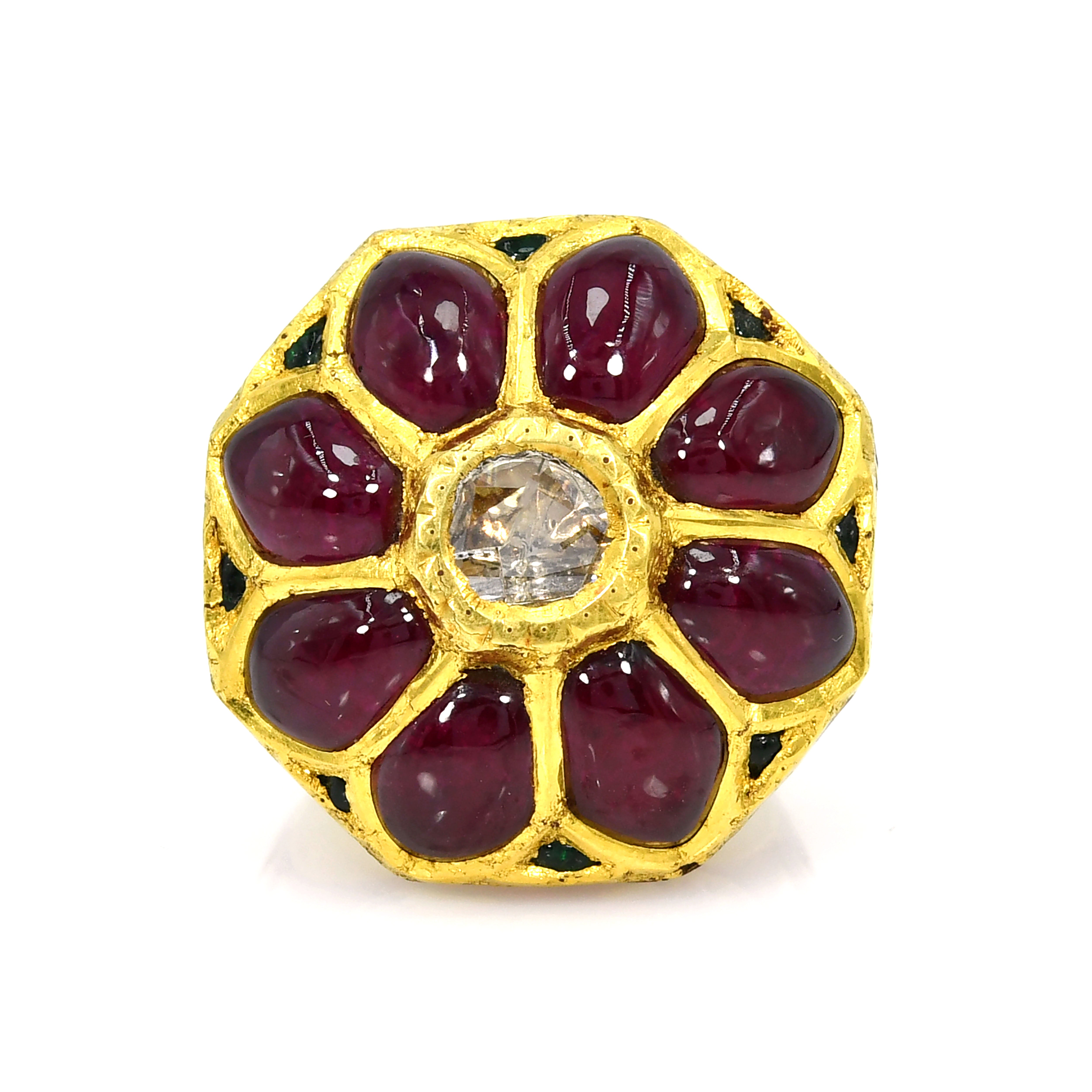 18k Yellow Gold Ruby Diamond Ring