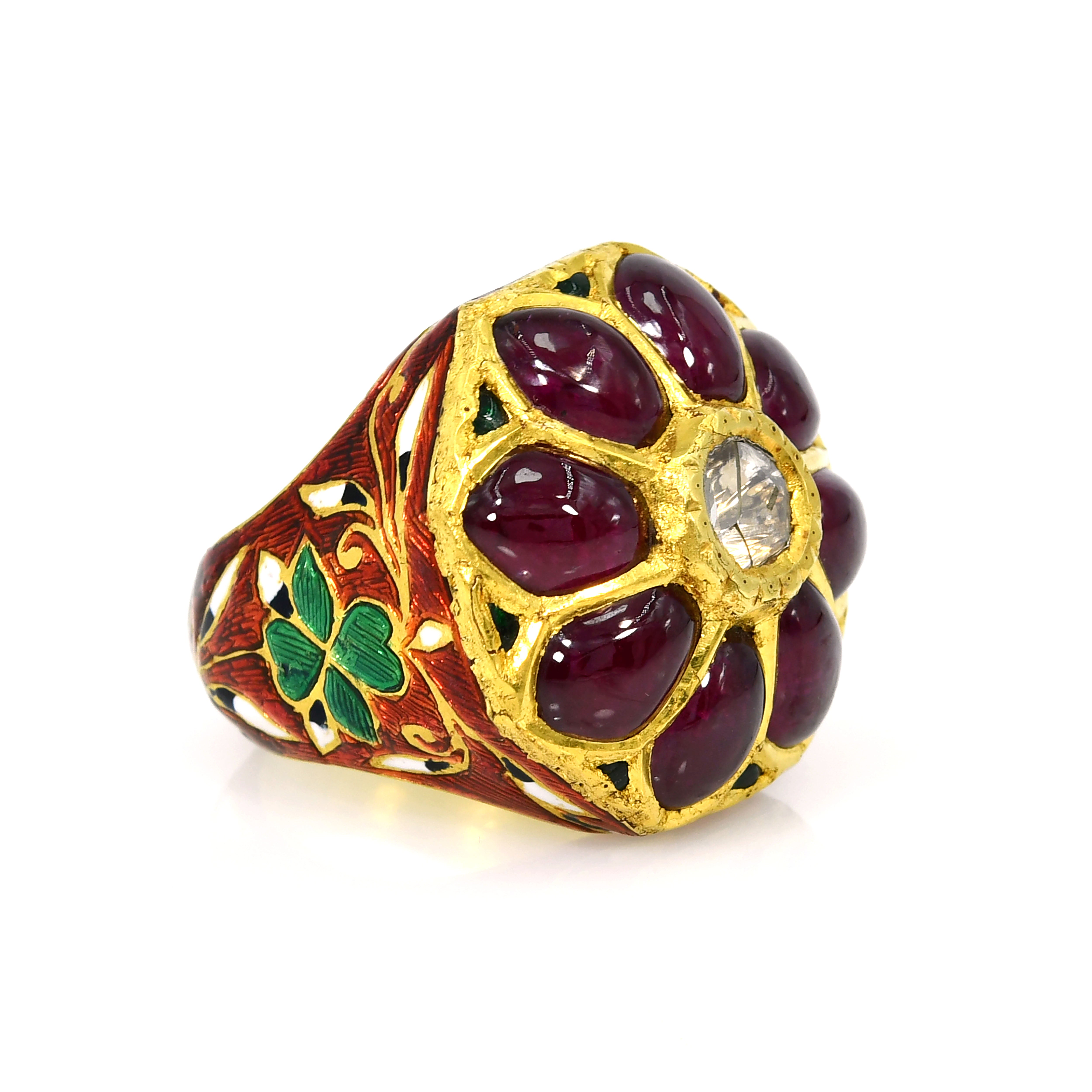 18k Yellow Gold Ruby Diamond Ring