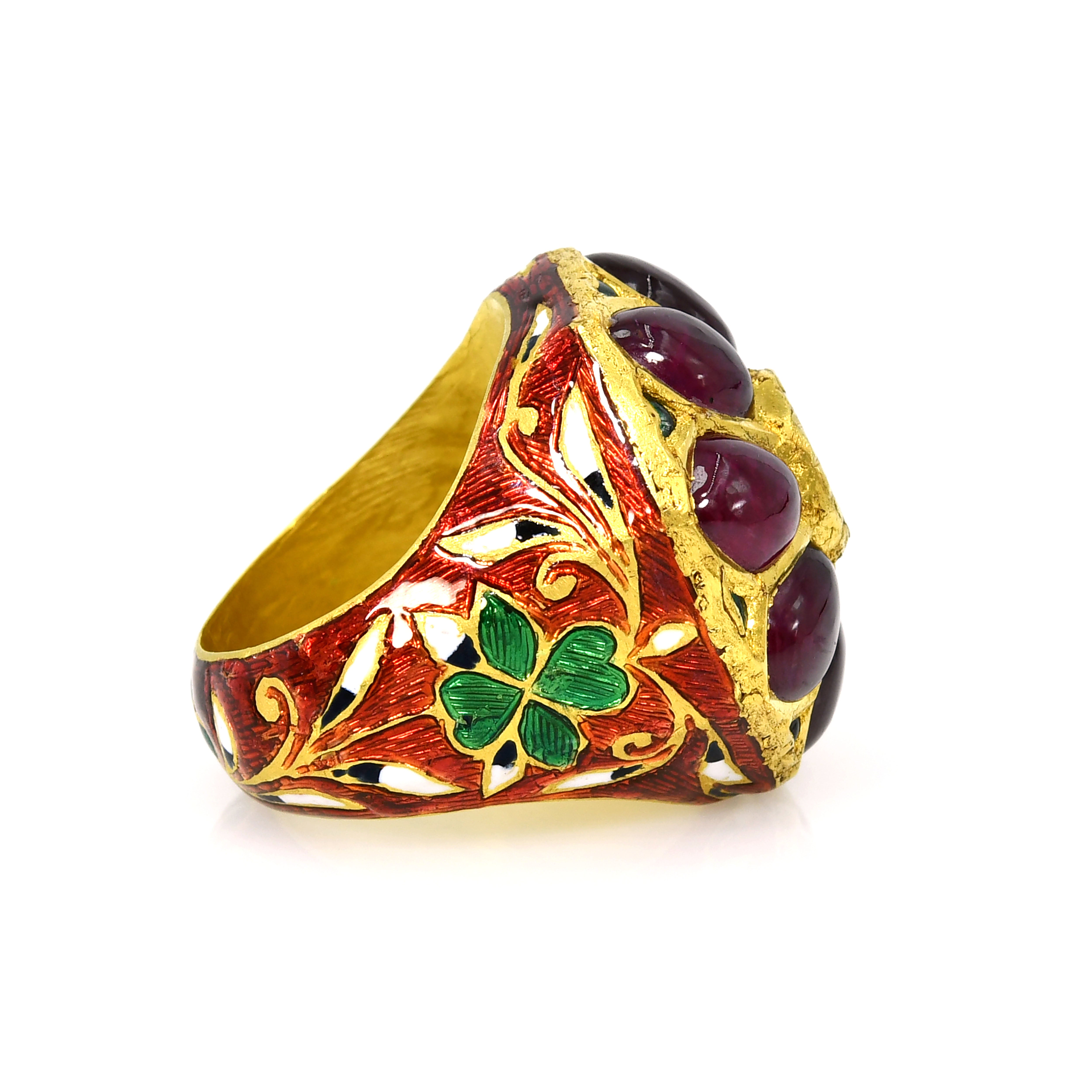 18k Yellow Gold Ruby Diamond Ring