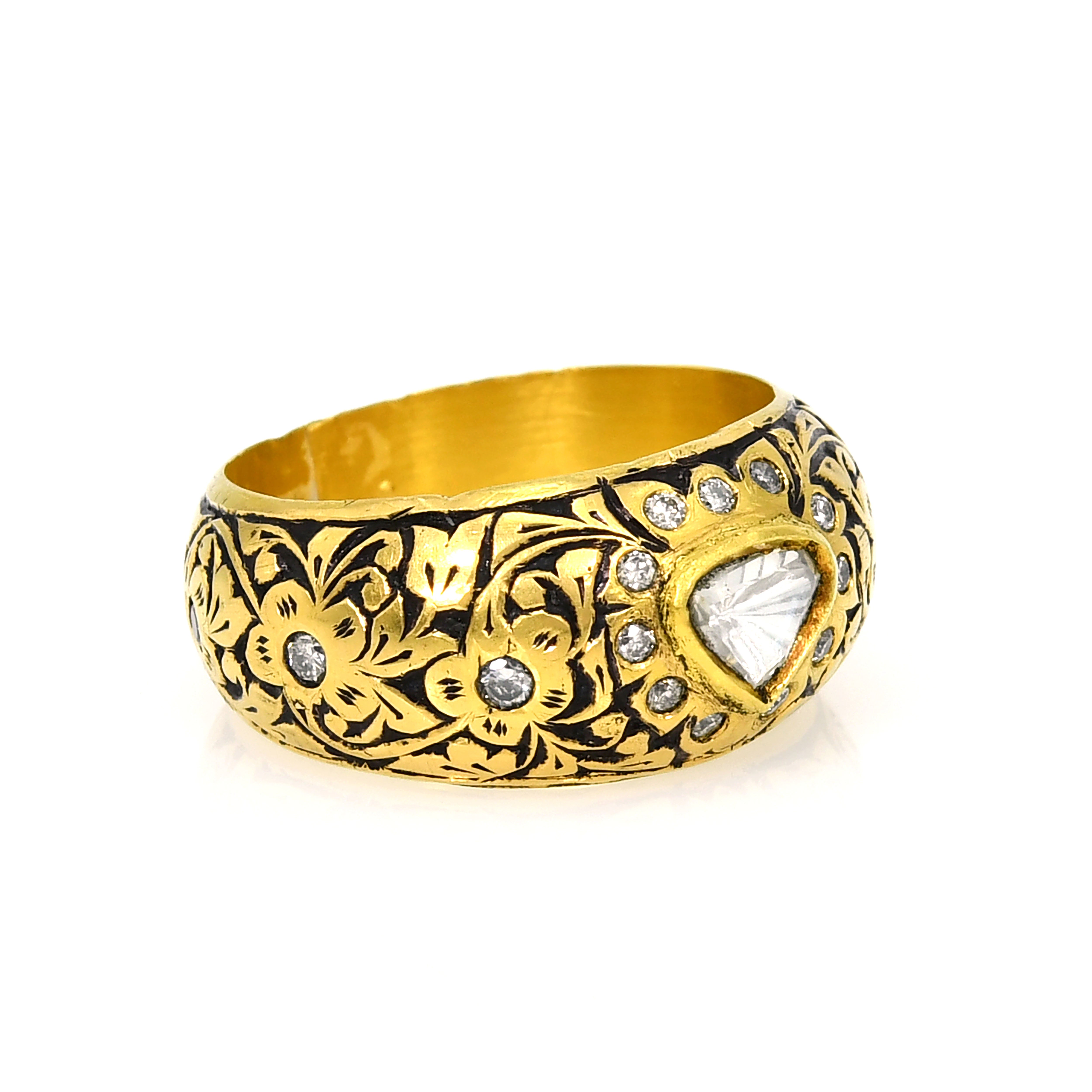 18k Yellow Gold Polki Diamond Statement Ring