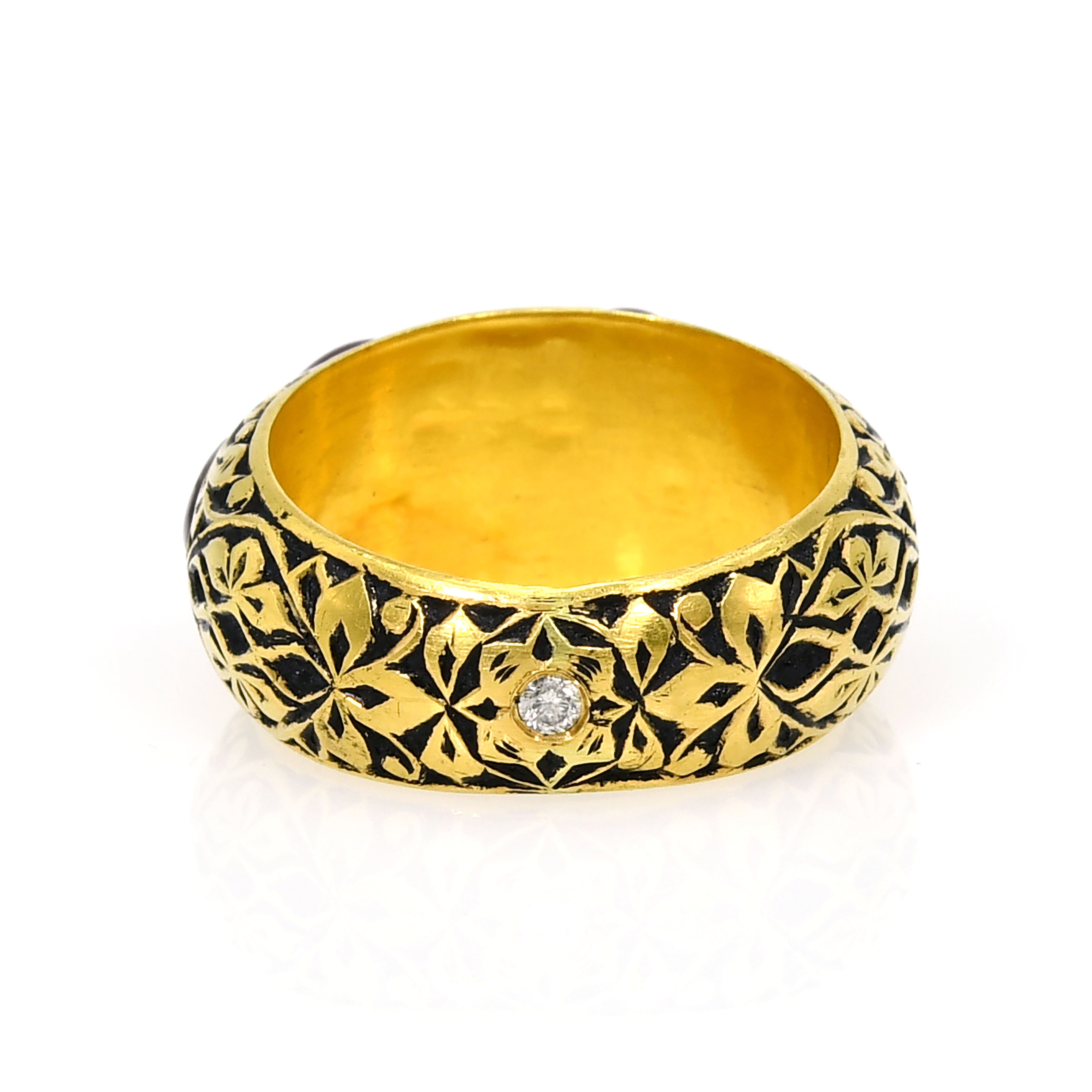 18k Yellow Gold Meenakari & Kundan Multi-Gemstone Wedding Band